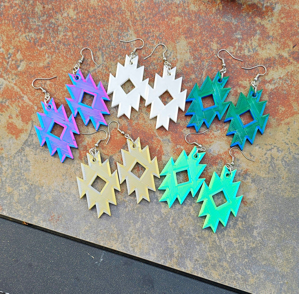3D Print Southwestern Aztec Boho Earrings Choice of Colors Made in America by Baha Ranch Western Wear
