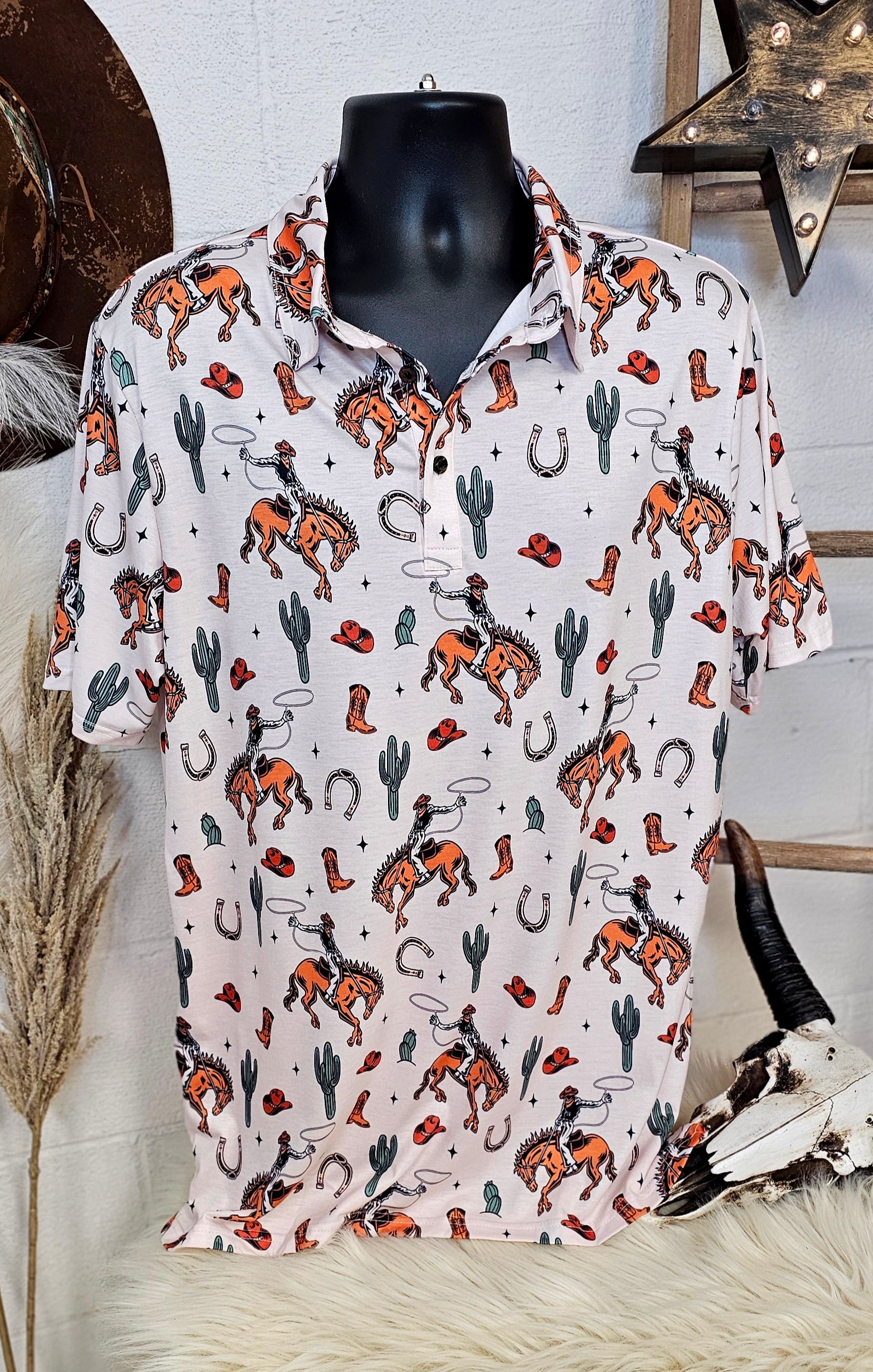 Baha Ranch Rodeo Cowboy Western Polo Style Shirt by Baha Ranch Western Wear