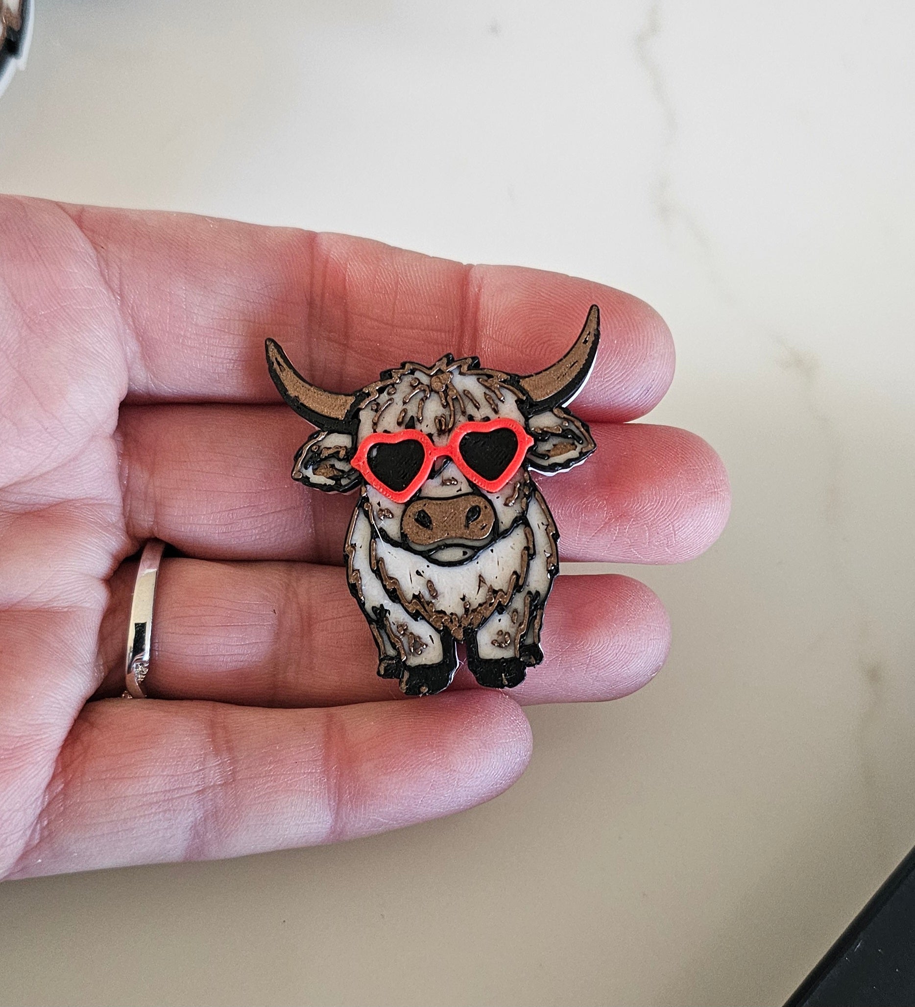 3d Printed Cool Highland Cow Hat Pin Made in America by Baha Ranch Western Wear - product image 3