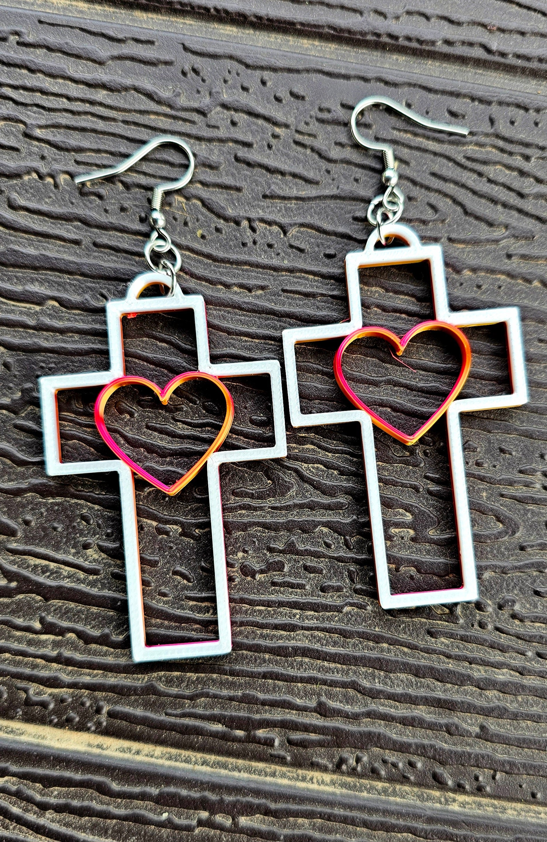 3D Print Christian Cross Faith Earrings Made in America by Baha Ranch Western Wear