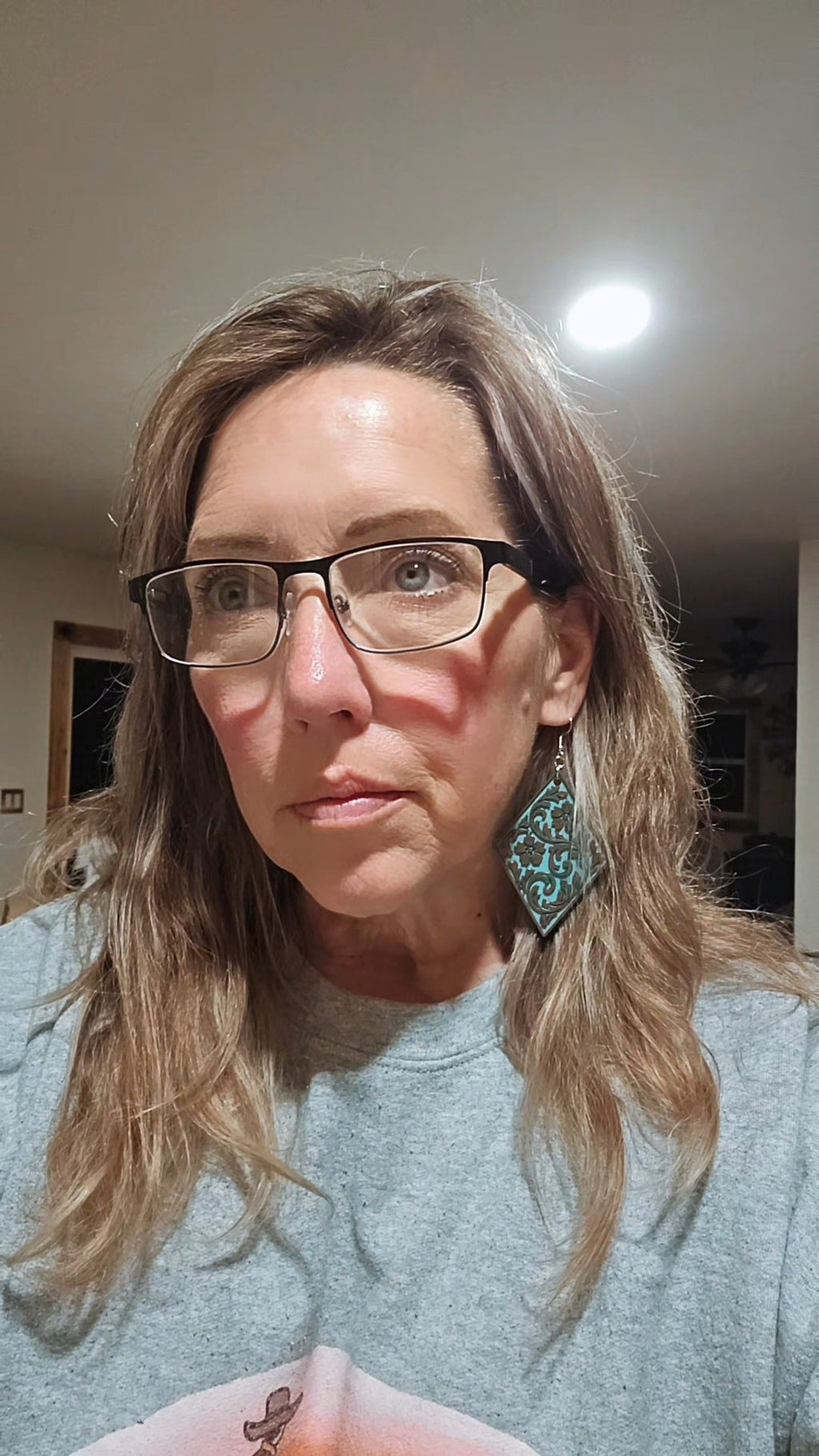 3D Print Western Tooled Bronze-Copper Turquoise Earrings Made in America by Baha Ranch Western Wear - product image 3