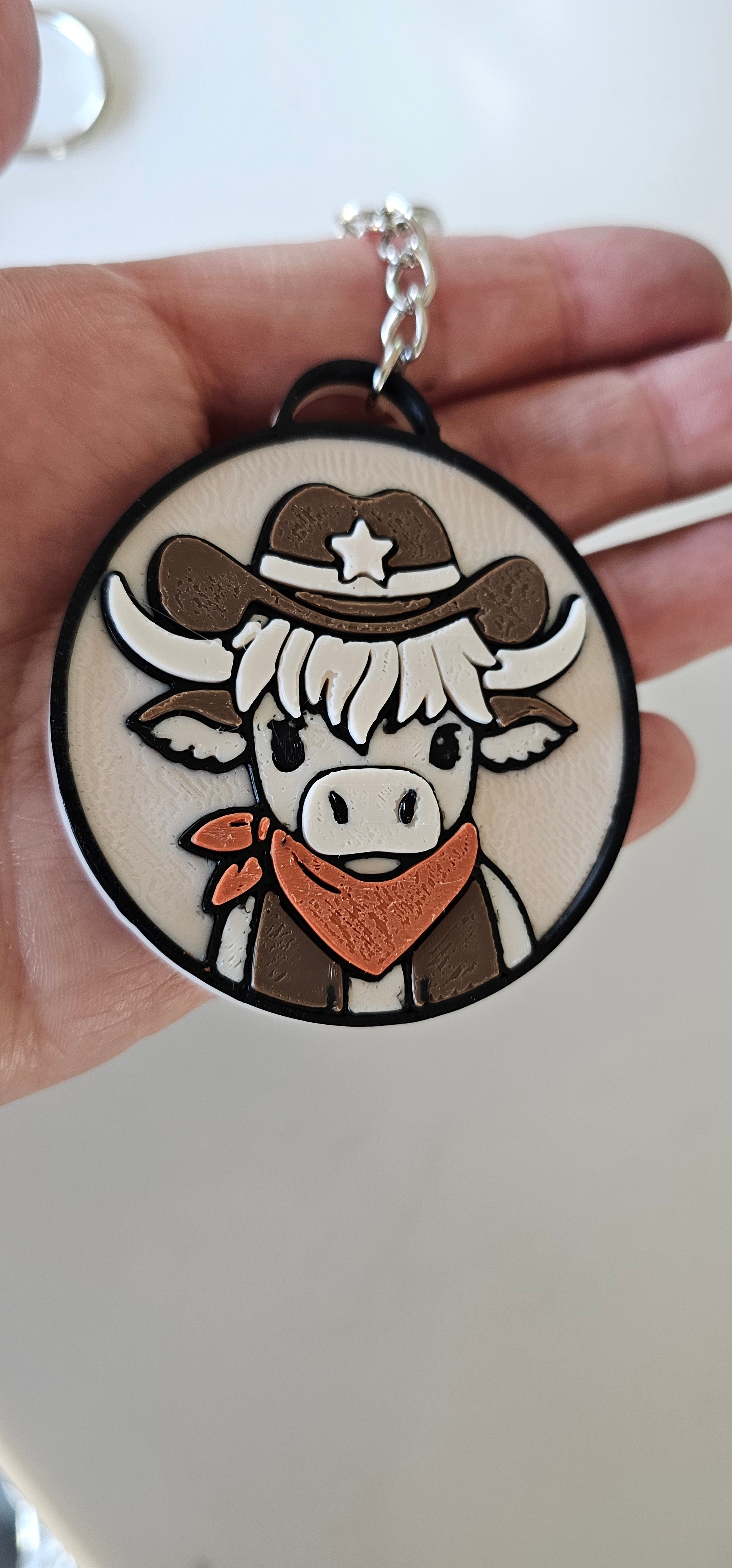 3d Western Cowgirl Cowboy Highland Cow Theme - Necklace, Purse Charm, Earrings, Keychain, Magnet by Baha Ranch Western...