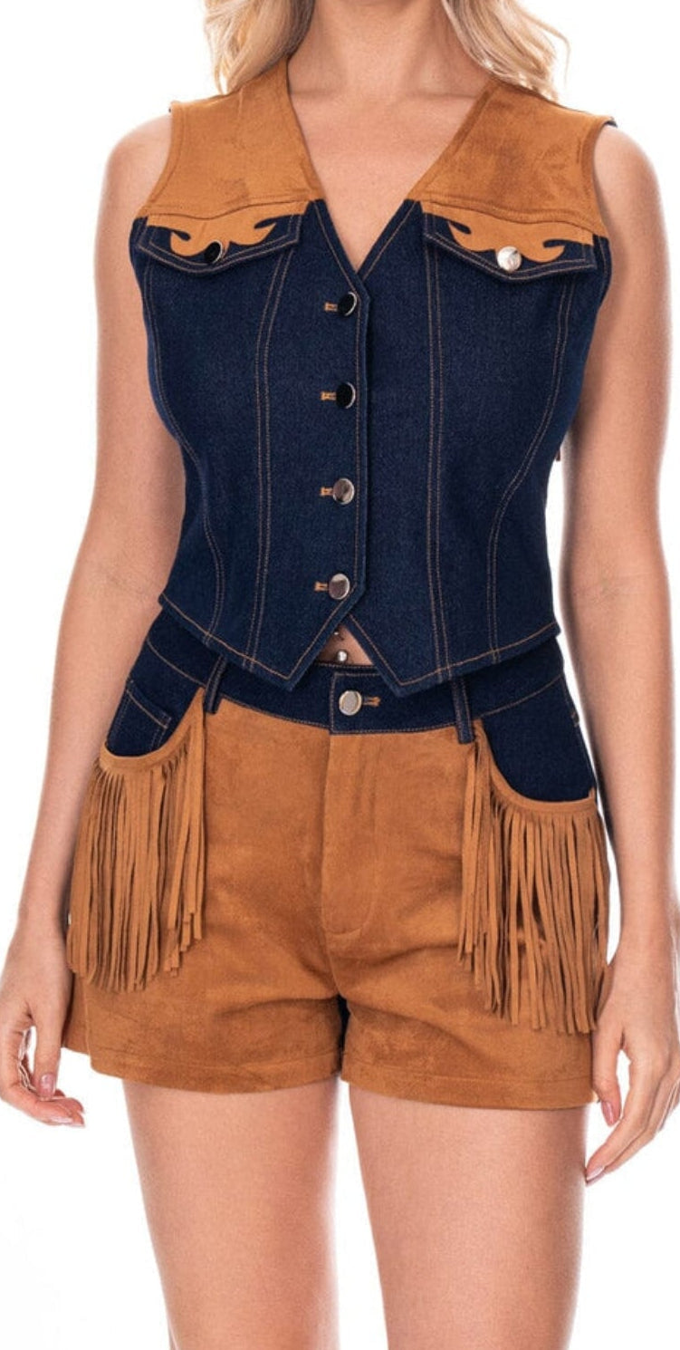 Giddy Up Cowgirl Fringe Vest Shorts Set Outfit by Baha Ranch Western Wear - product image 8