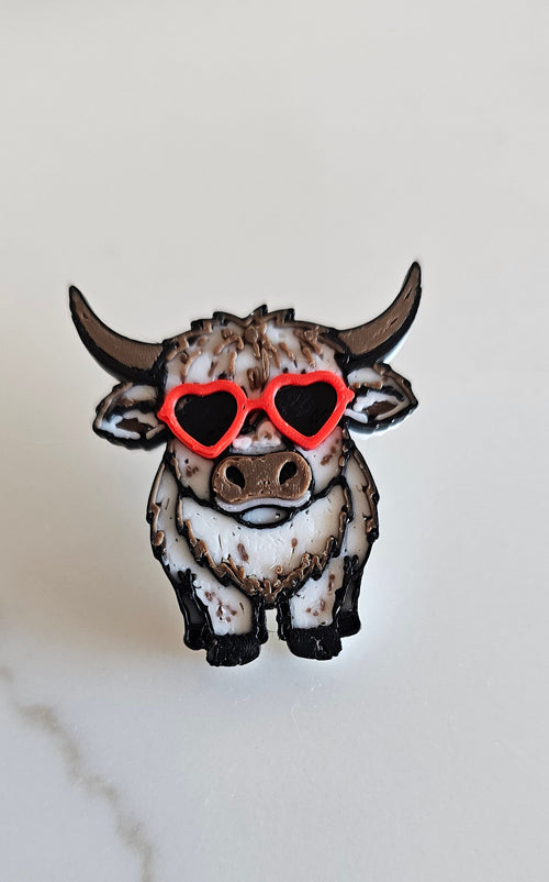 3d Printed Cool Highland Cow Hat Pin Made in America by Baha Ranch Western Wear