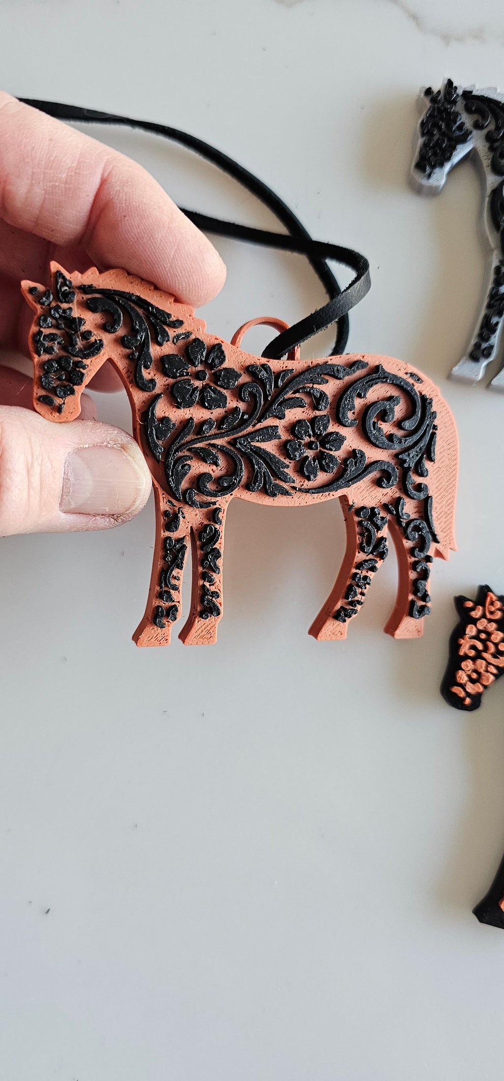Baha Ranch 3D Print Floral Tooled Horse Charm or Keychain Made in America by Baha Ranch Western Wear - product image 4