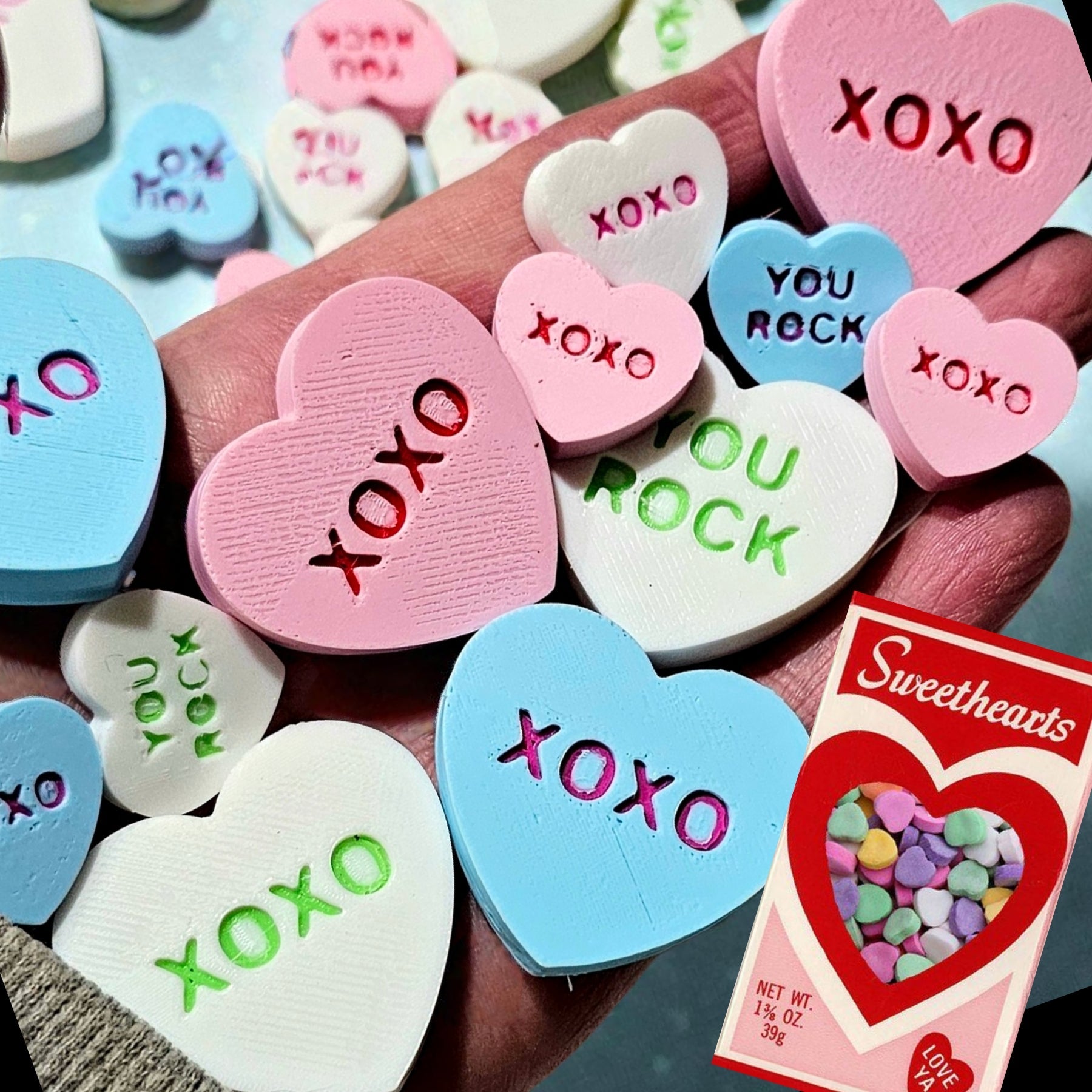 Bag of 25 -Boutique 3d Printed Package Inserts Candy Message Heart Pins or Earrings Made in America by Baha Ranch Western...