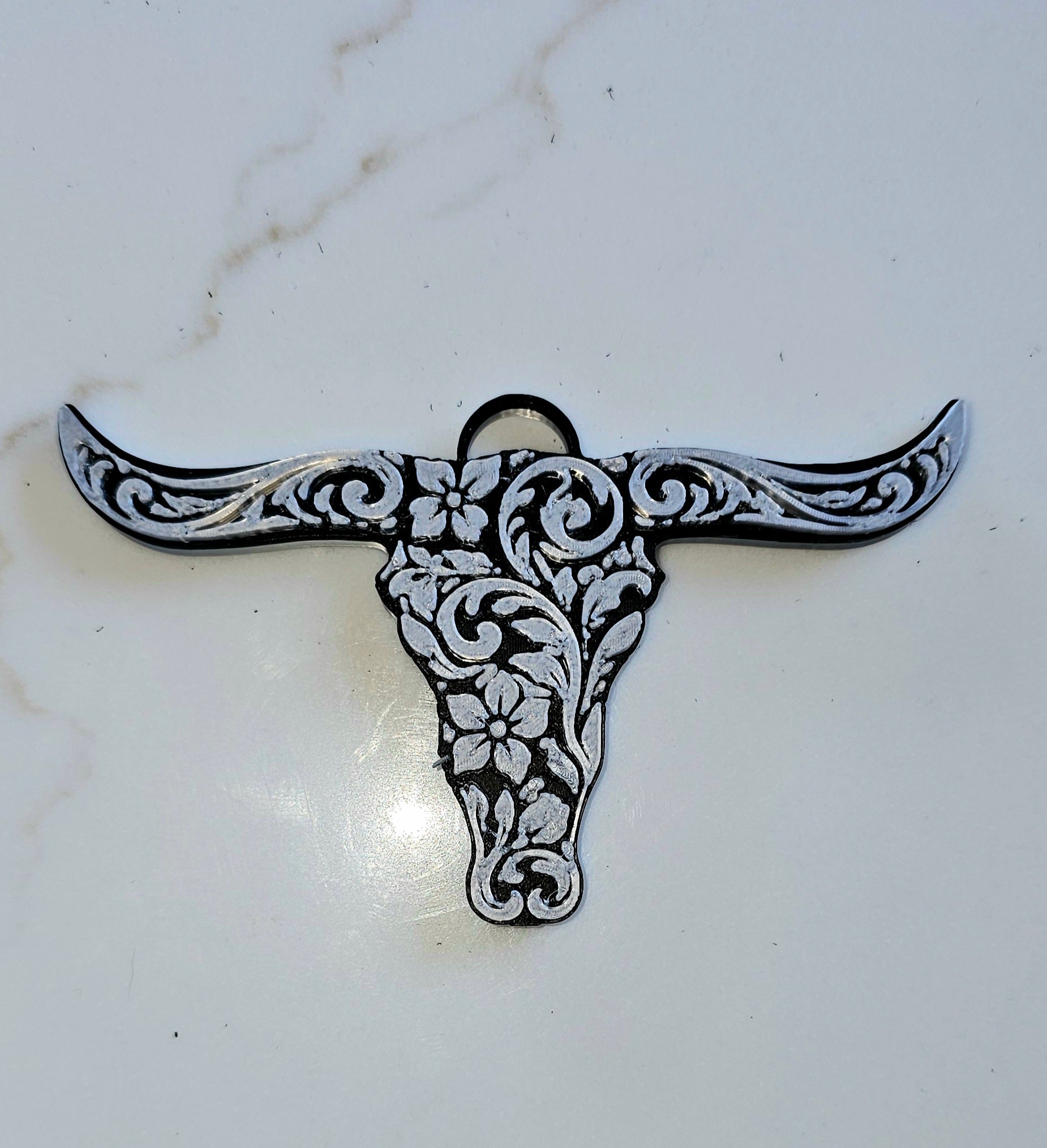 3d Print Tooled Longhorn Keychain or Purse Charm Ornament - Made in America - choice of colors by Baha Ranch Western Wear...