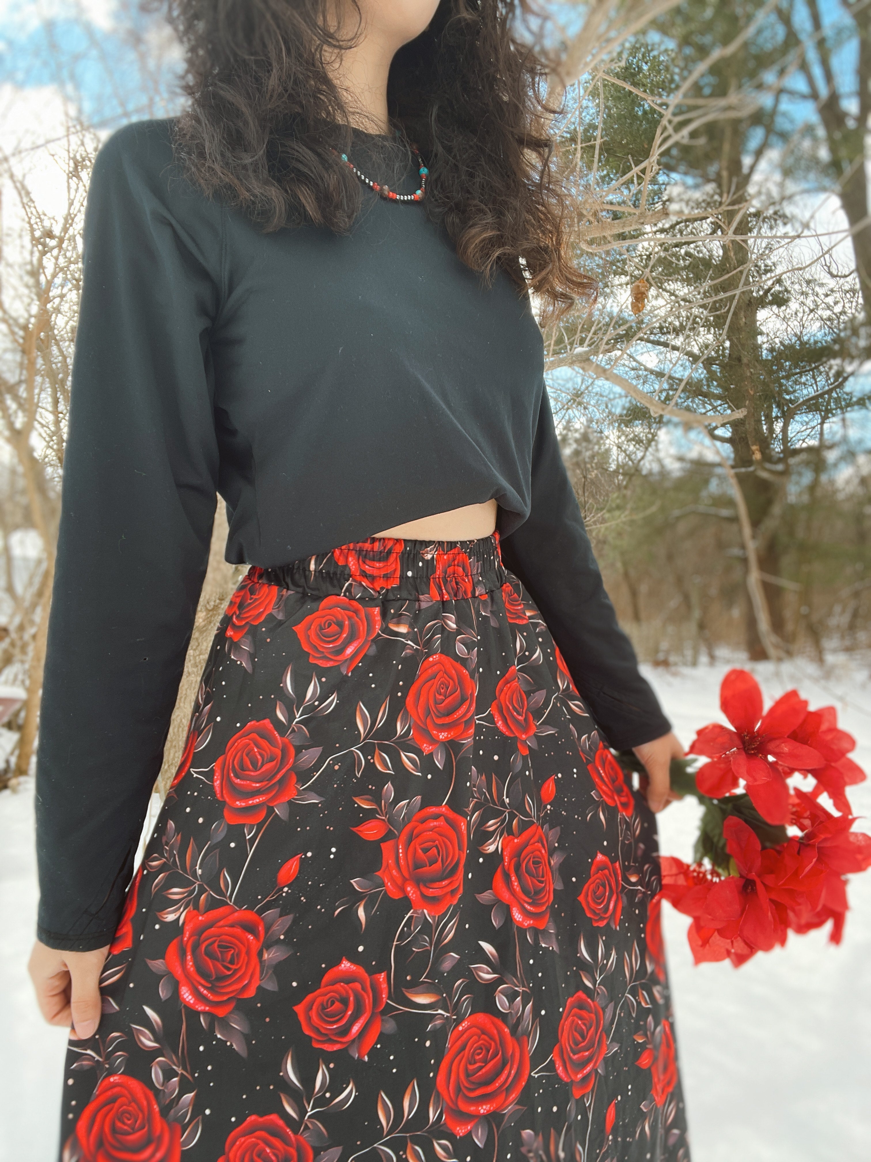 Baha Ranch Colores de Mexico Romantic Red Roses Midi Skirt by Baha Ranch Western Wear - product image 10