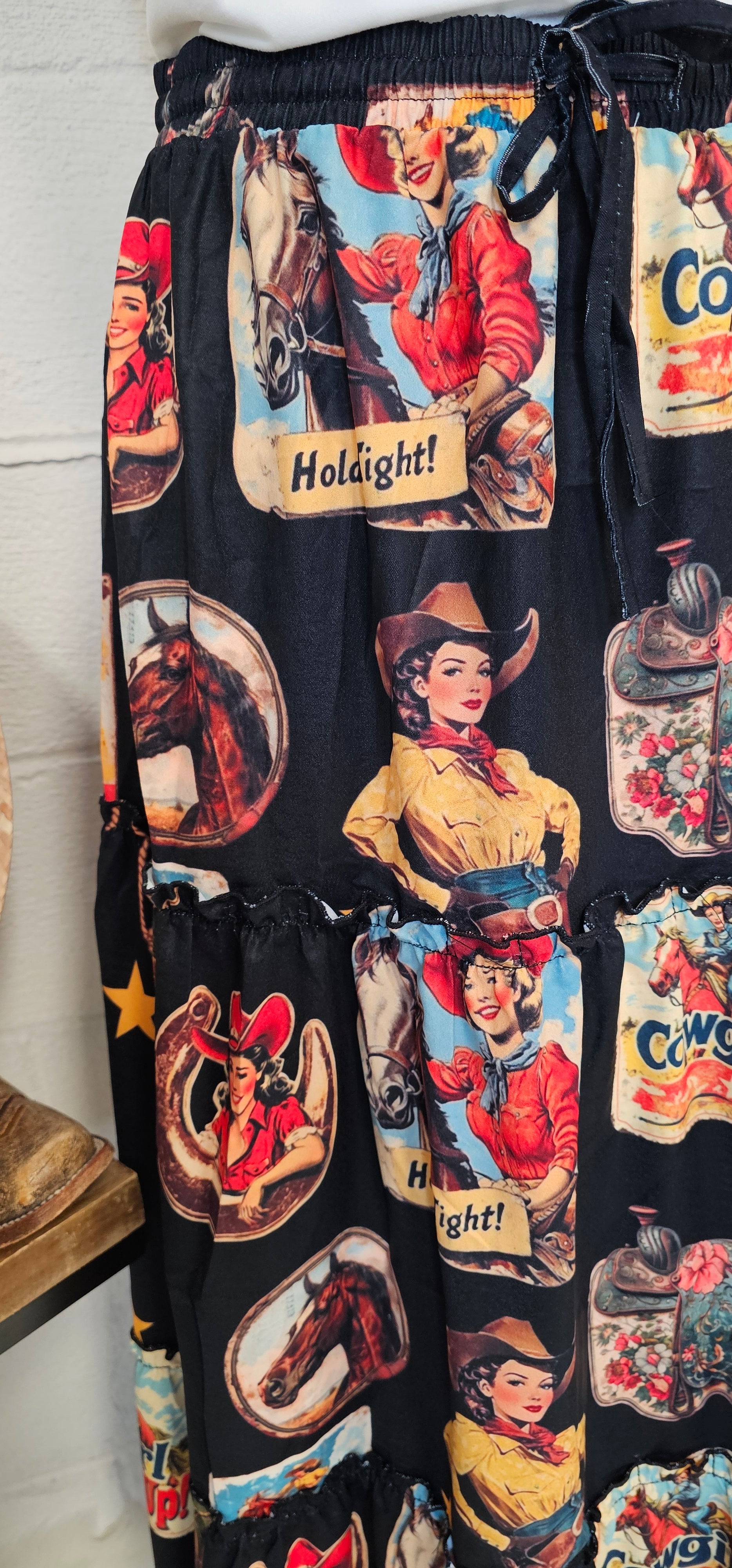 Baha Ranch Vintage Cowgirl Collage Western Tiered Prairie Maxi Skirt by Baha Ranch Western Wear - product image 5