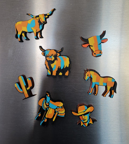 3d Printed Farm Western Longorn Horse Cow Magnet Made in America by Baha Ranch Western Wear