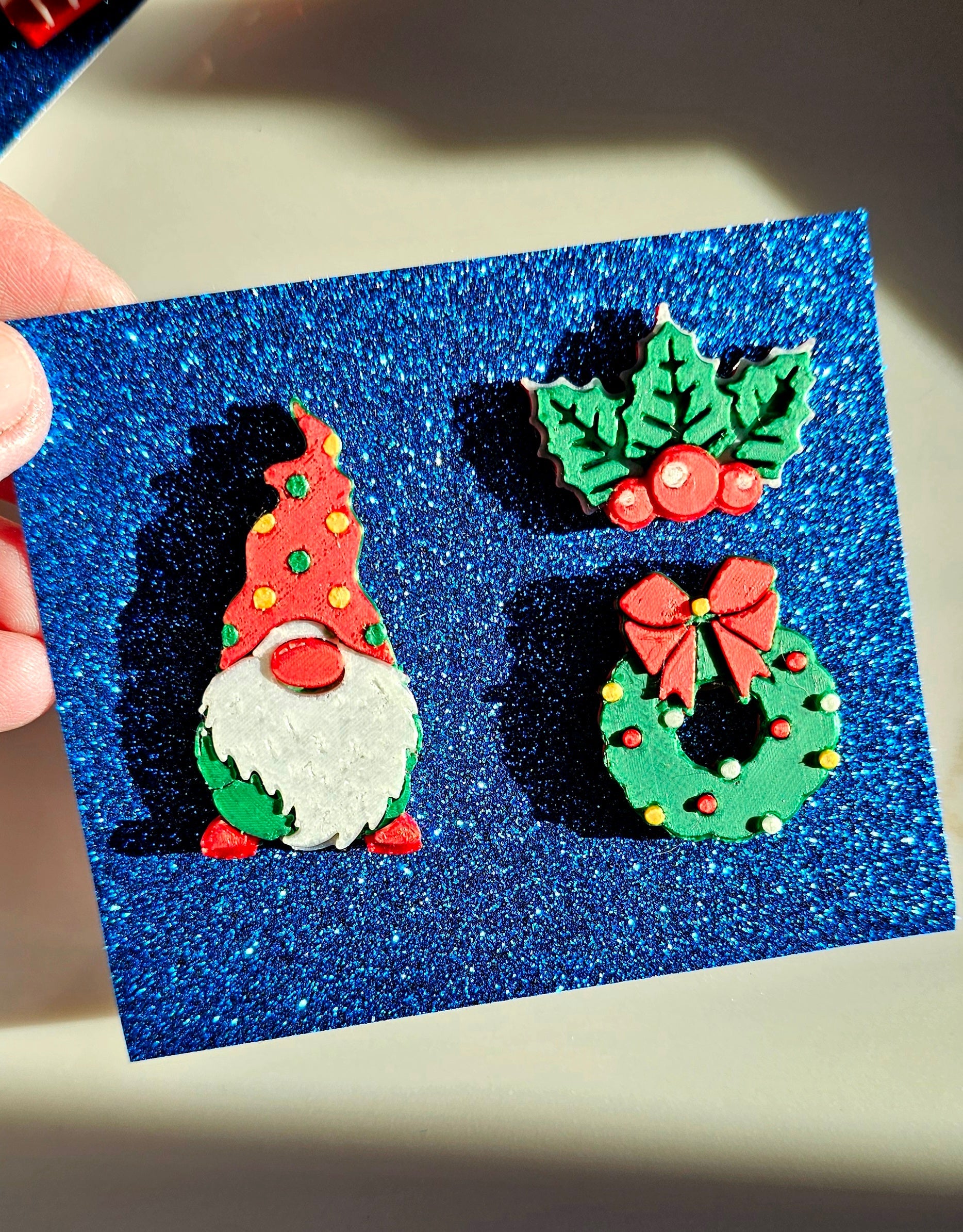 set of 3 Gnome Wreath Holly Hat Pins Christmas Made in America by Baha Ranch Western Wear
