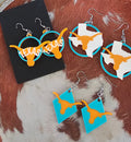 3D Print Set of 3 Pair Texas Longhorn Cowgirl Western Earrings Made in America