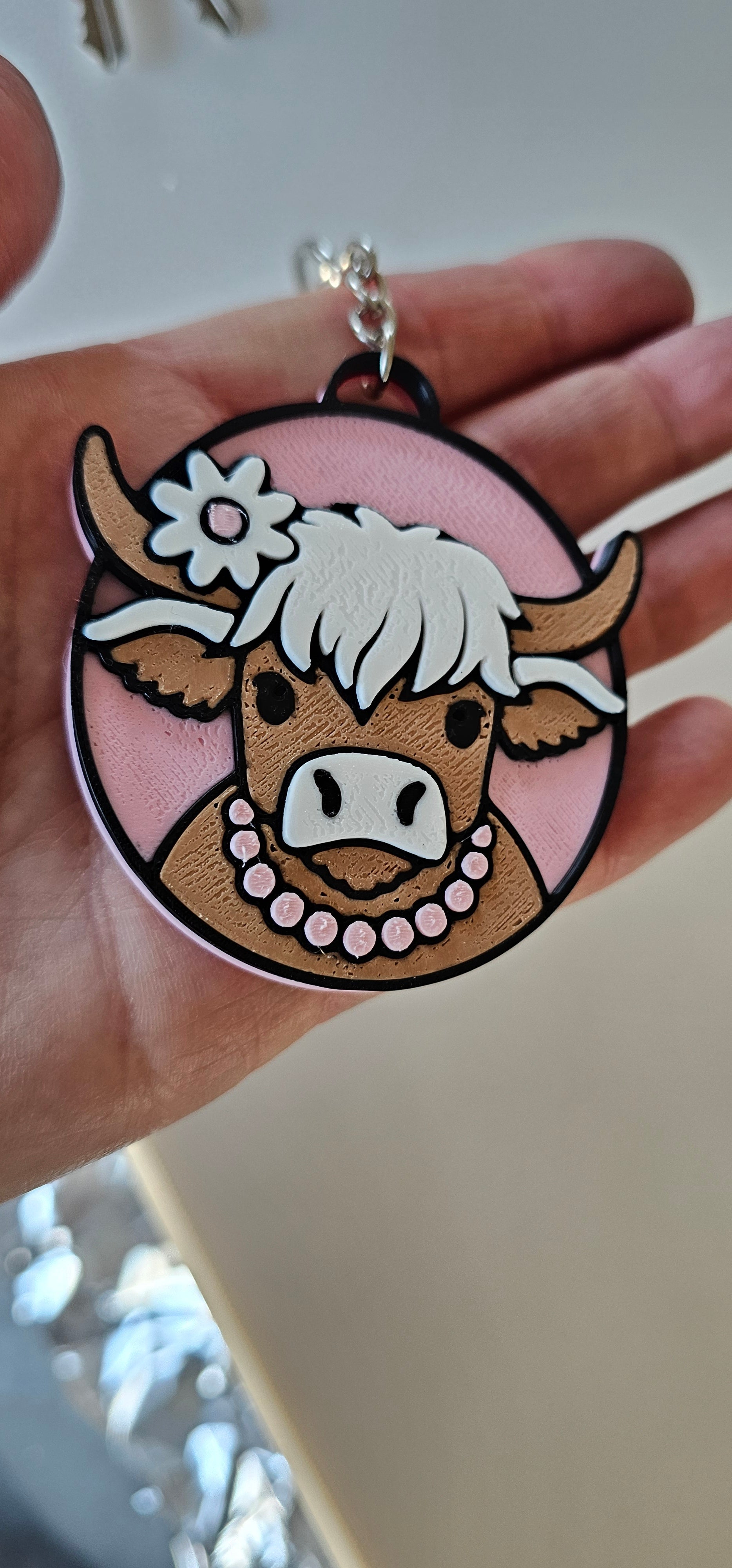 3d Western Cowgirl Cowboy Highland Cow Theme - Necklace, Purse Charm, Earrings, Keychain, Magnet by Baha Ranch Western...