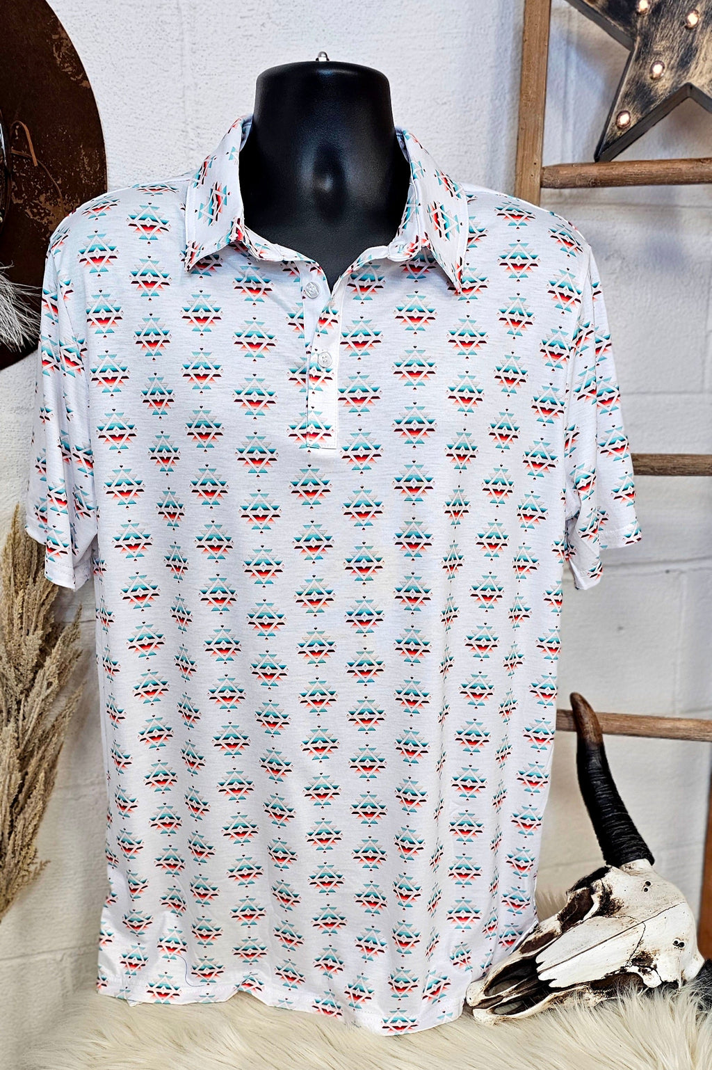 Baha Ranch Serape Aztec Polo Style Shirt by Baha Ranch Western Wear