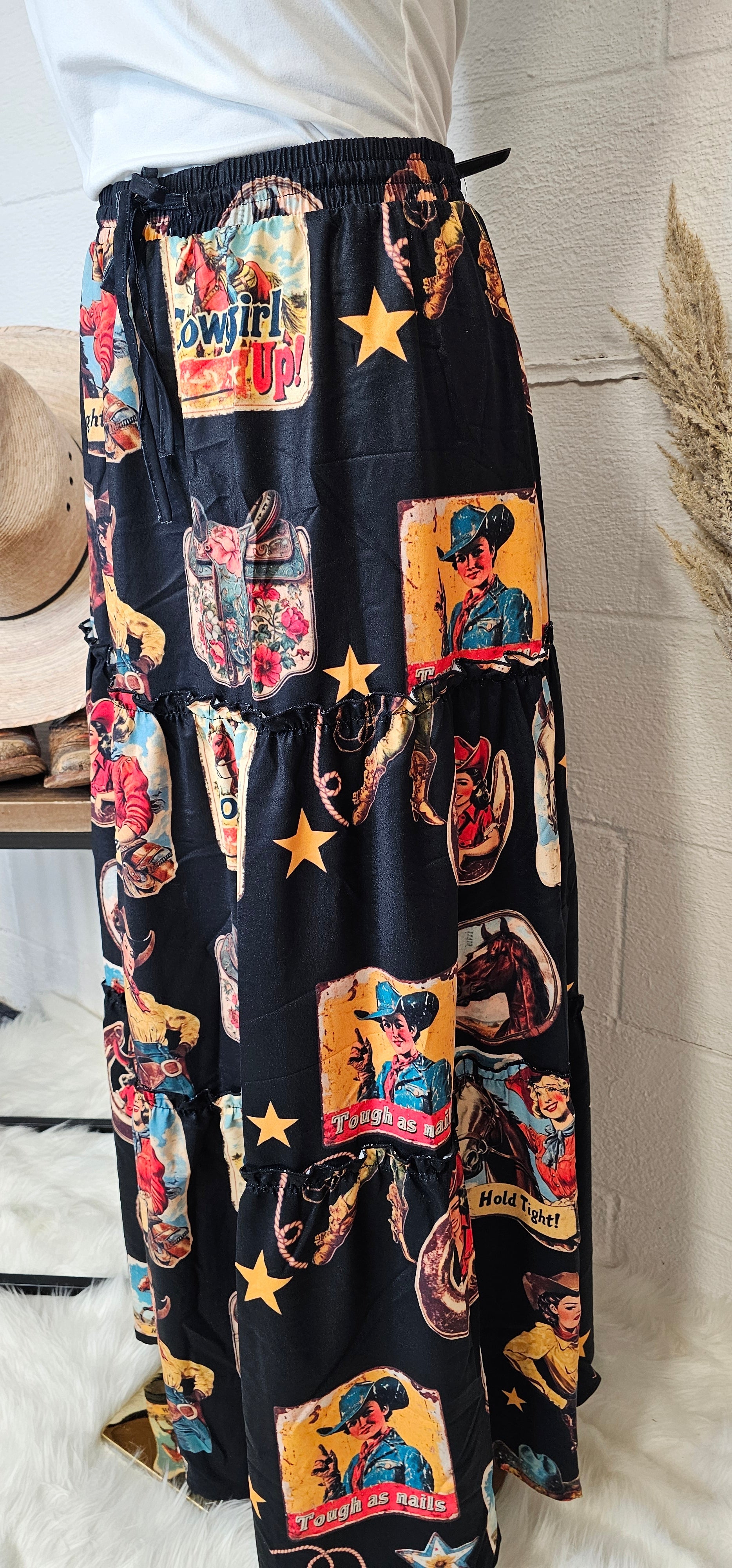 Baha Ranch Vintage Cowgirl Collage Western Tiered Prairie Maxi Skirt by Baha Ranch Western Wear - product image 4