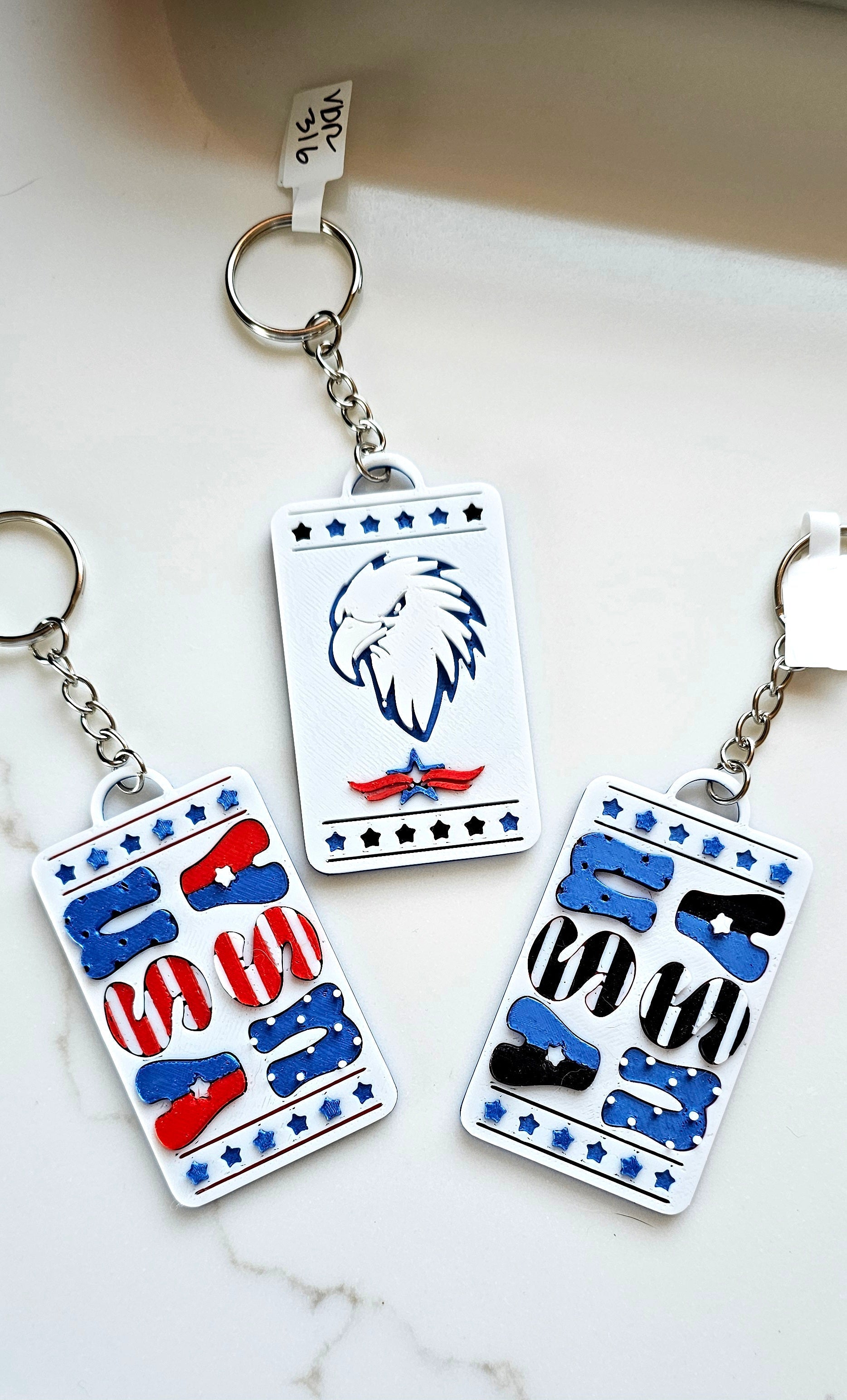 Patriotic Keychain - choice of styles - 3D Print USA - Made in America by Baha Ranch Western Wear