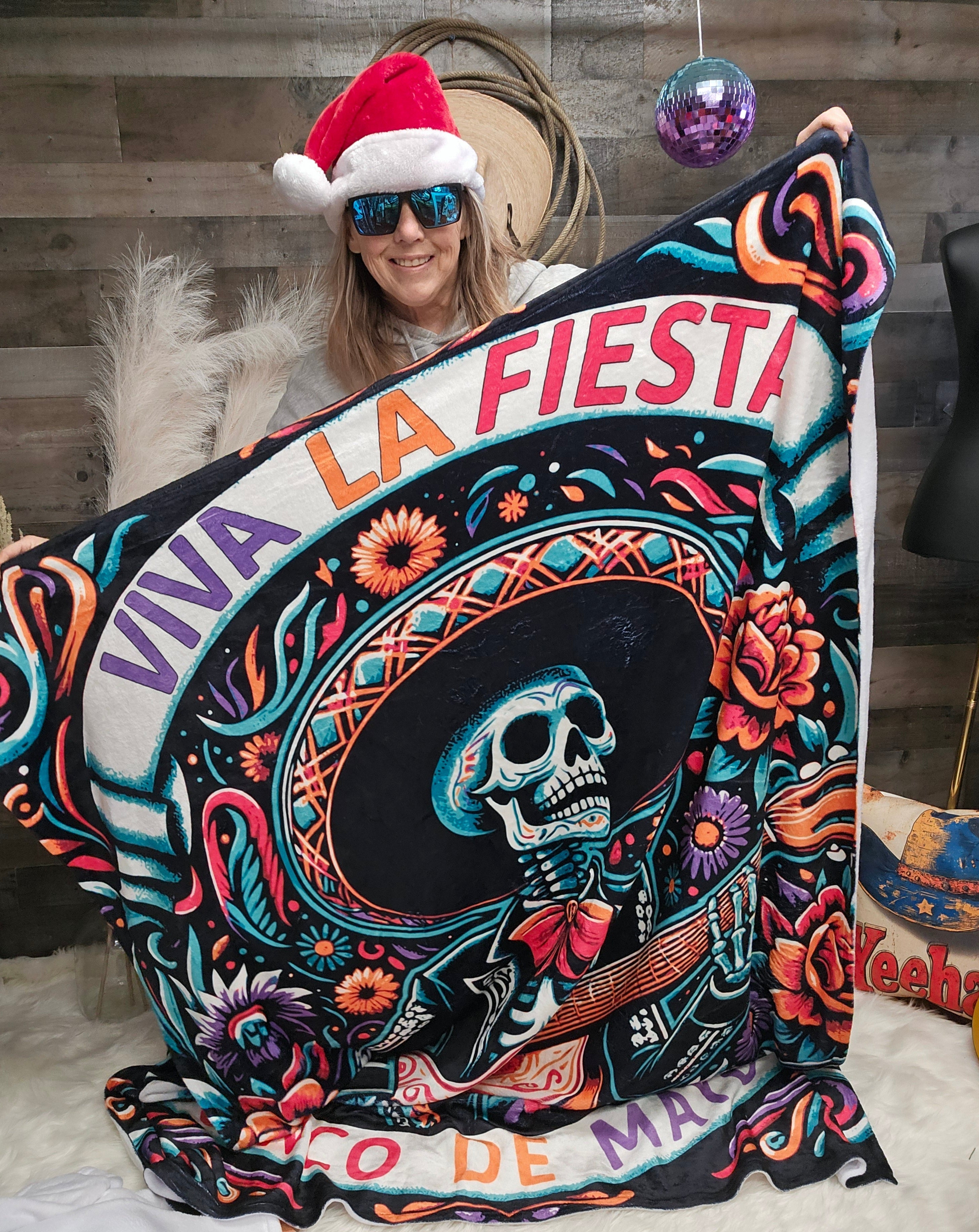 Baha Ranch Cinco De Mayo Dia de los Muertes Throw Blanket Ultra-Soft Micro Fleece Blanket 60" x 80" Made in America by...