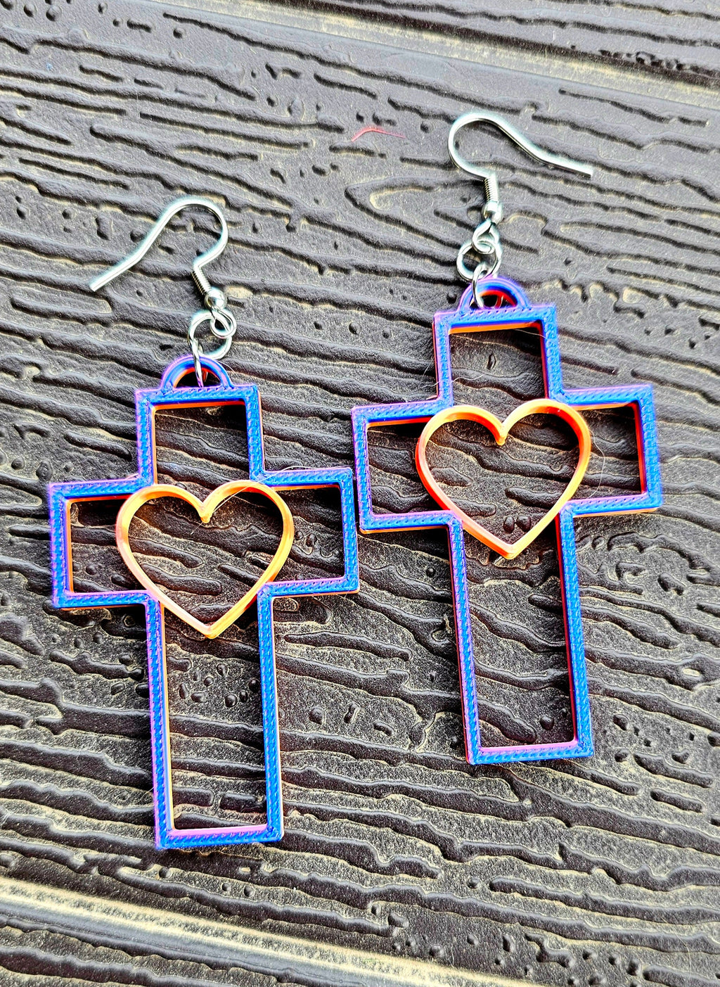 3D Print Christian Cross Faith Earrings Made in America by Baha Ranch Western Wear