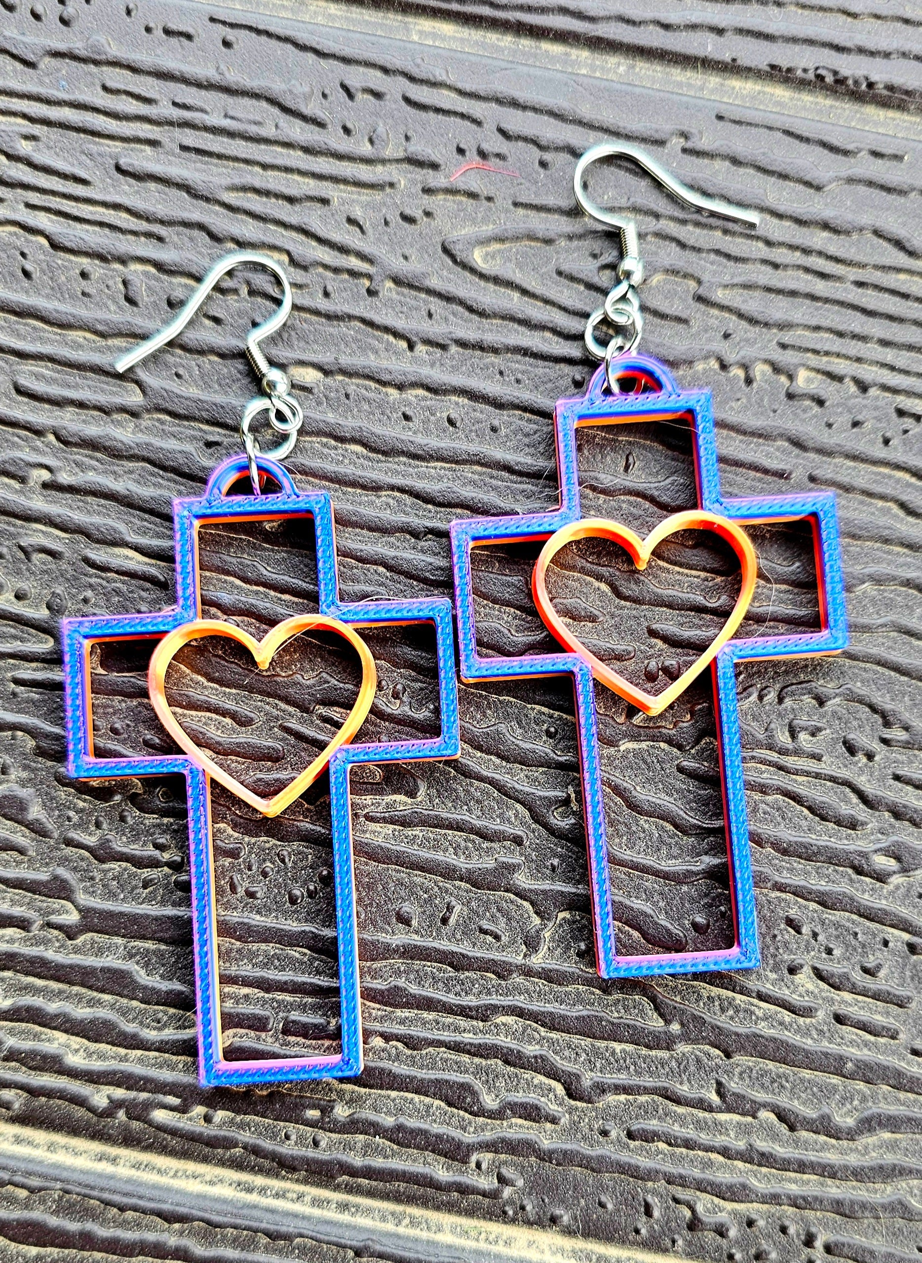 3D Print Christian Cross Faith Earrings Made in America by Baha Ranch Western Wear