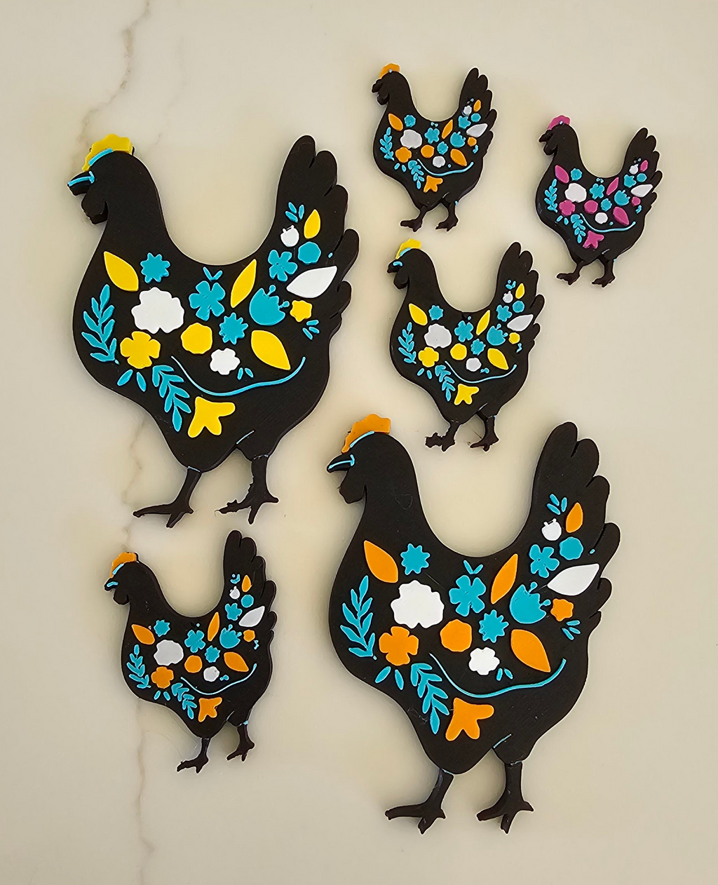 3d Talavera Chicken Floral Hat Pin or Magnet Made in America by Baha Ranch Western Wear - product image 4