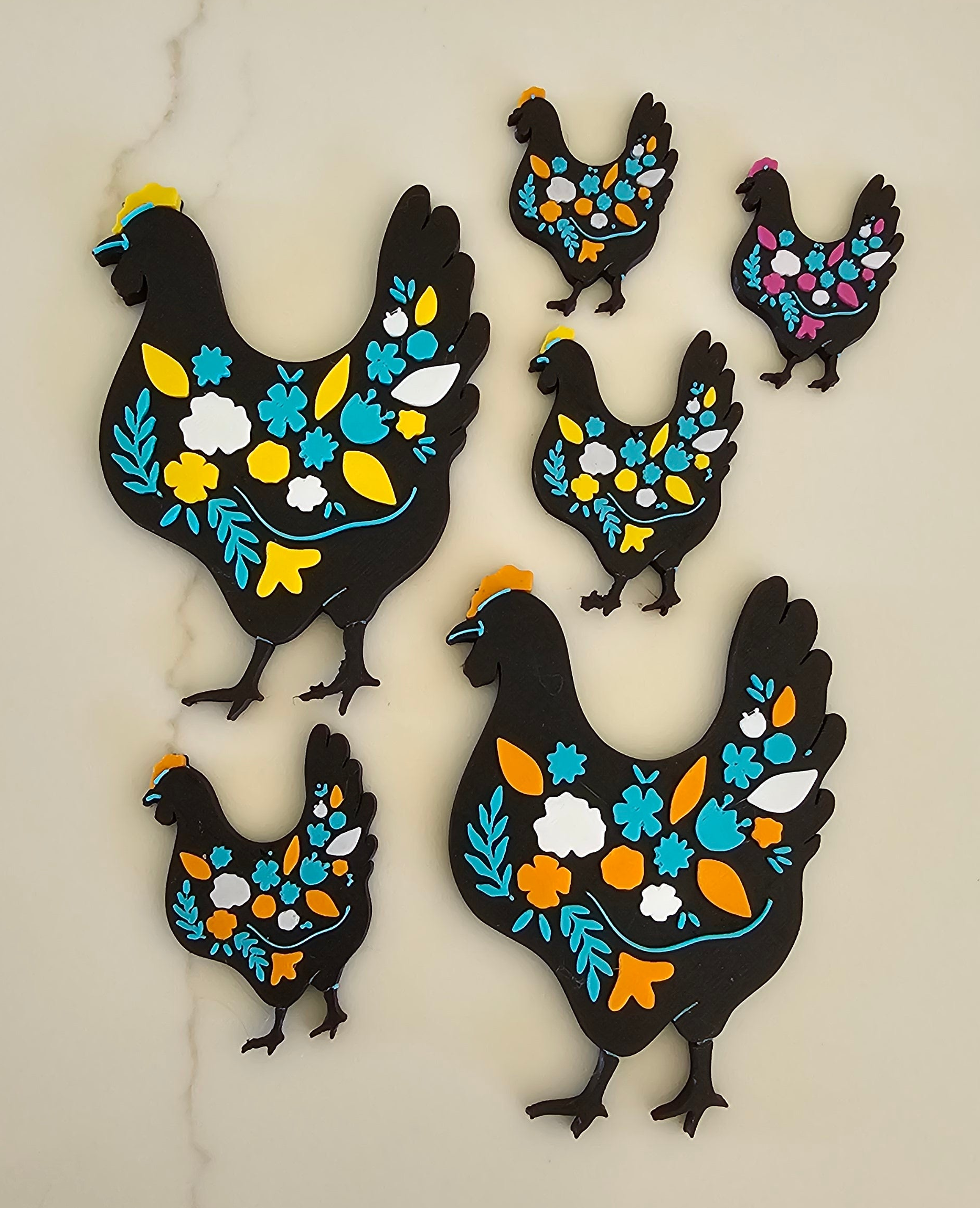 3d Talavera Chicken Floral Hat Pin or Magnet Made in America by Baha Ranch Western Wear - product image 4