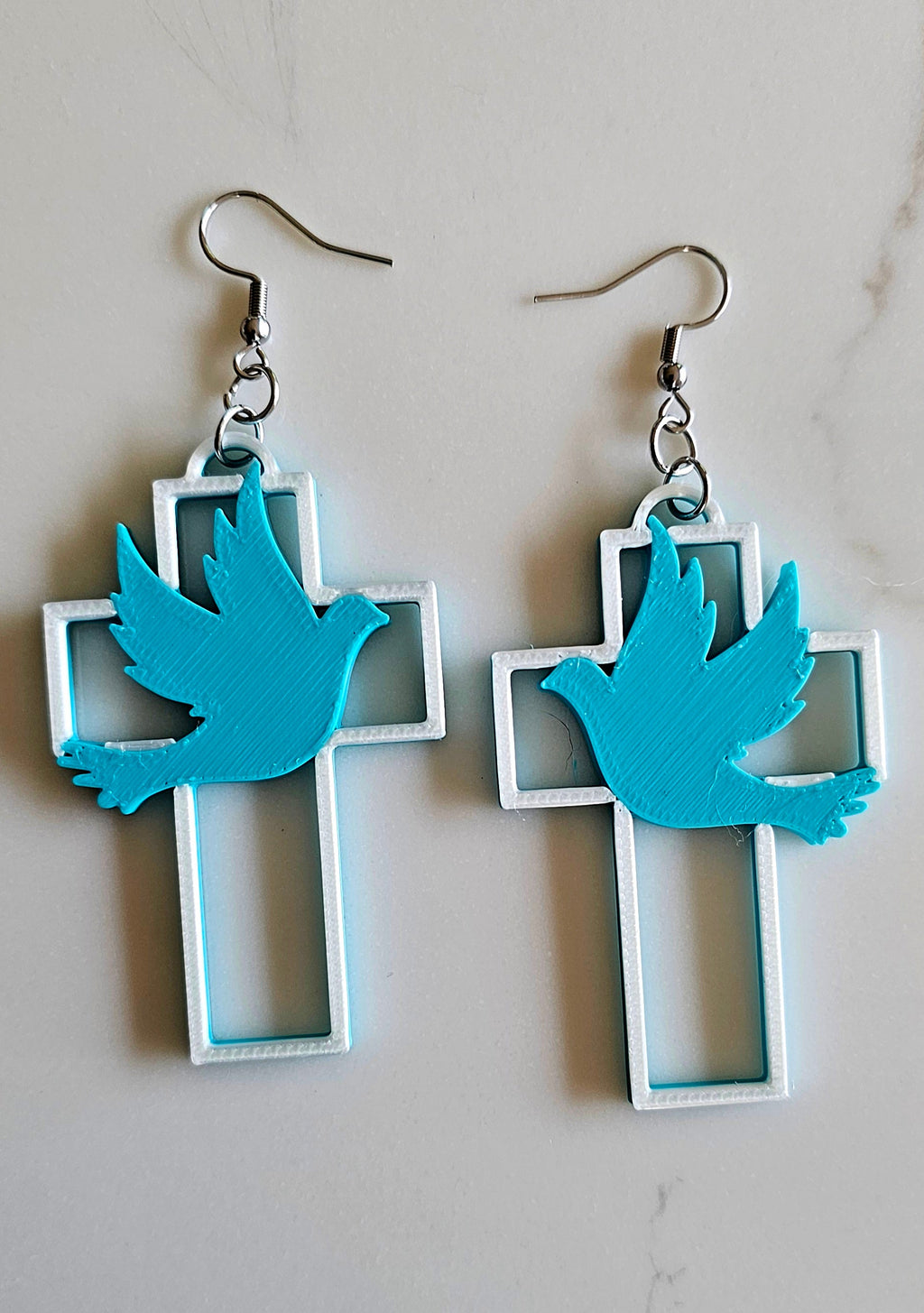 3D Print Christian Cross Faith Earrings Made in America by Baha Ranch Western Wear