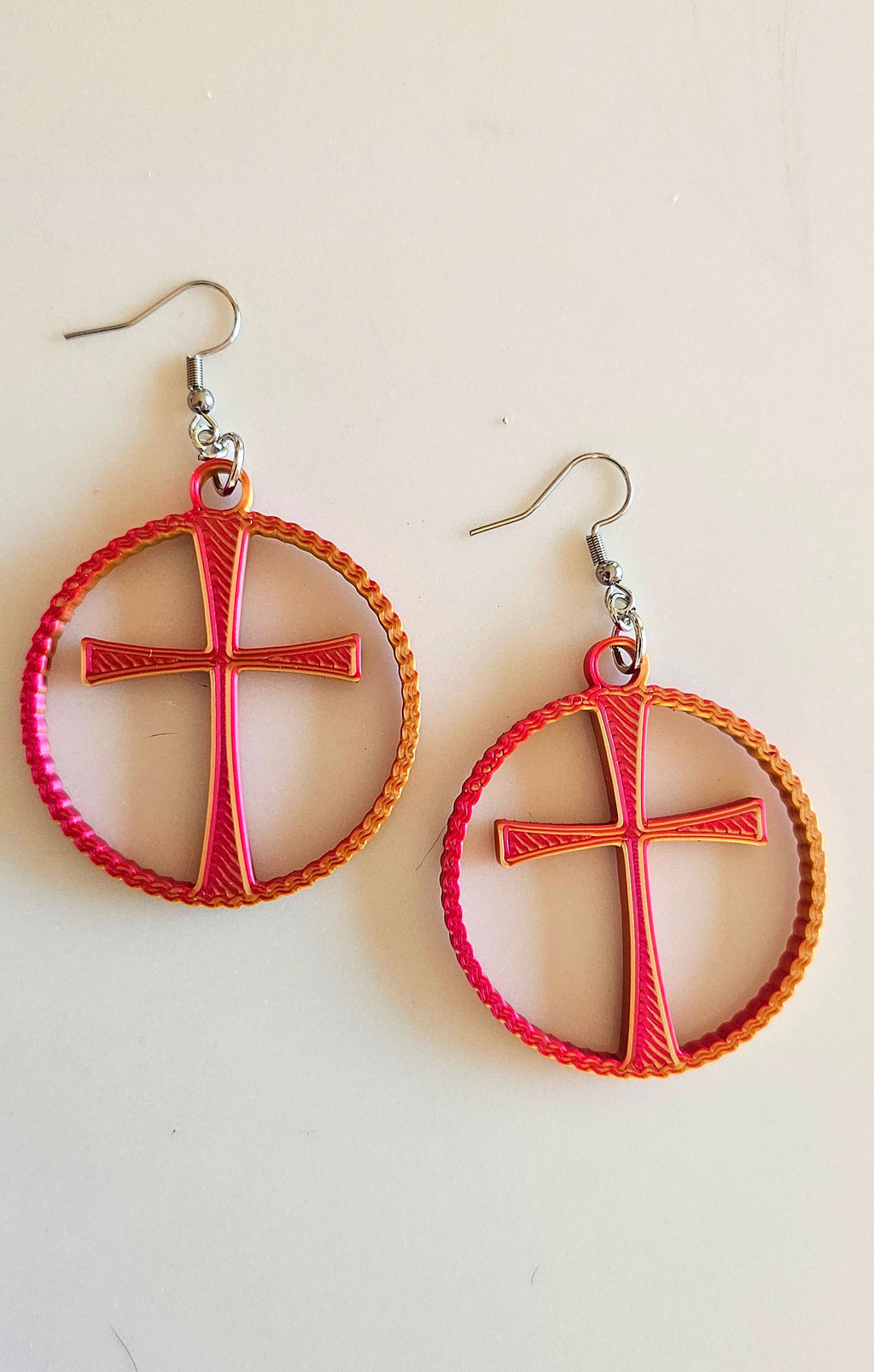 3D Print Christian Cross Faith Earrings Made in America by Baha Ranch Western Wear
