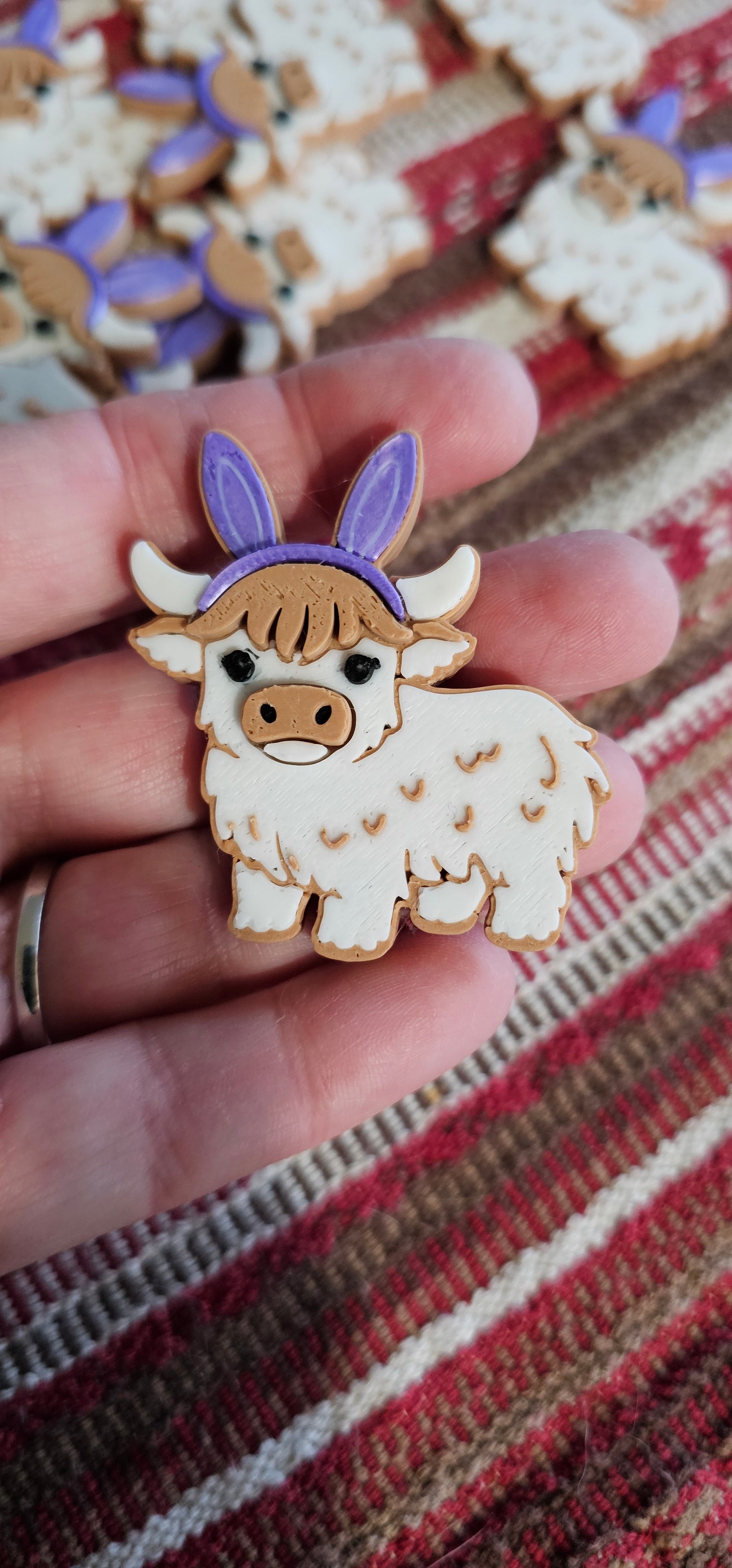 3d Easter Highland Cow Bunny Hat Pin by Baha Ranch Western Wear