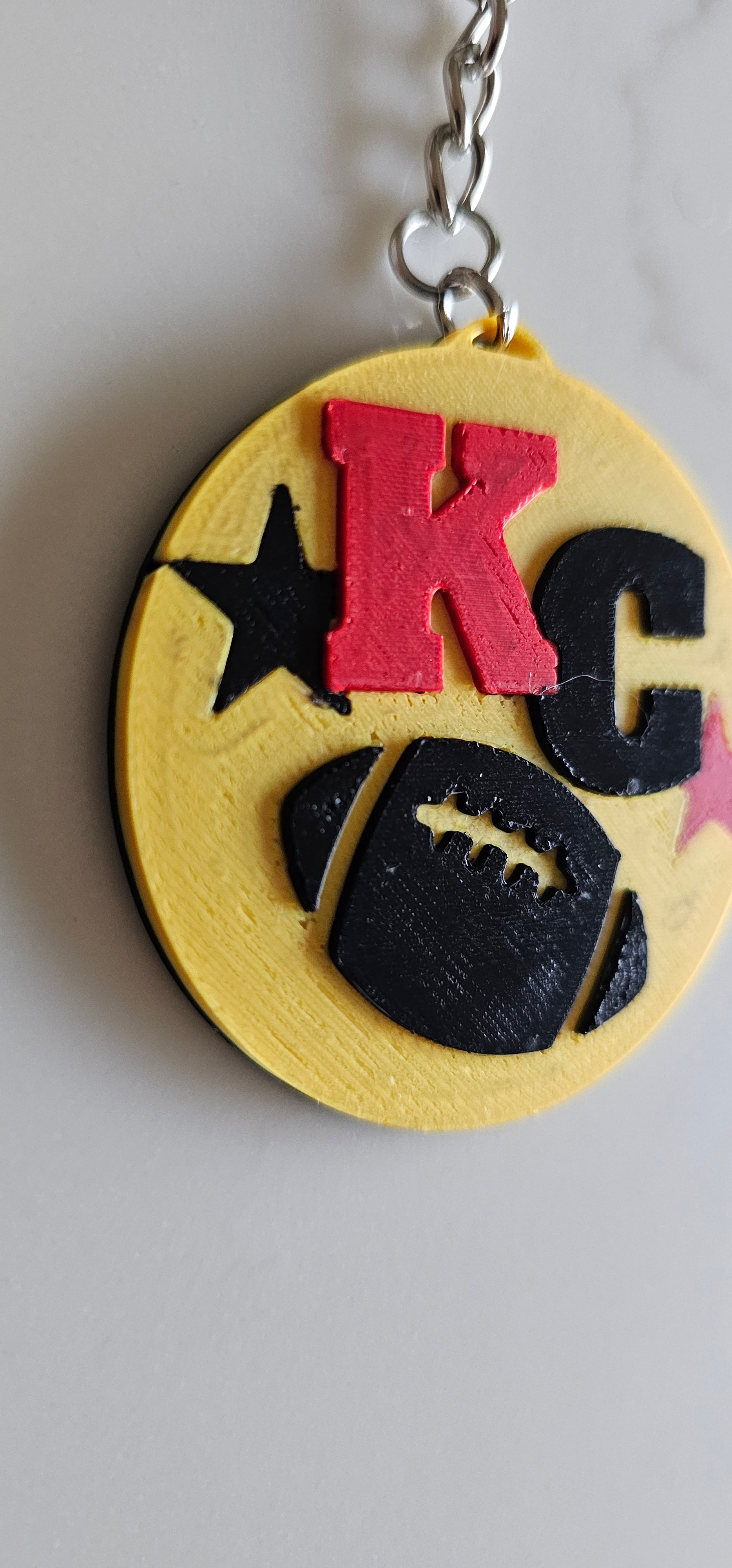 3D Print Chiefs Kc Kansas City Football Ornament or Keychain by Baha Ranch Western Wear - product image 3