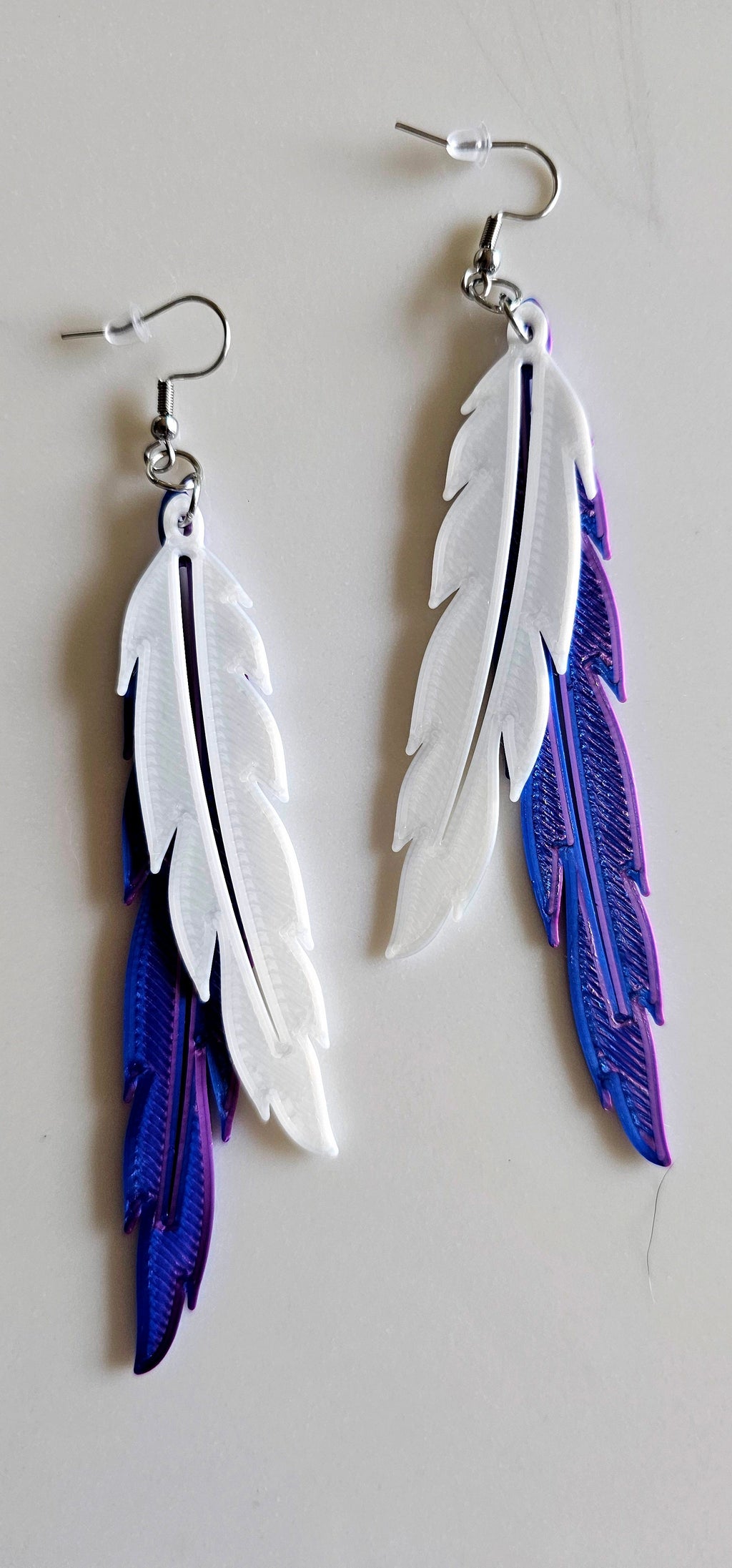 3D Print Double Feather Boho Earrings Made in America by Baha Ranch Western Wear