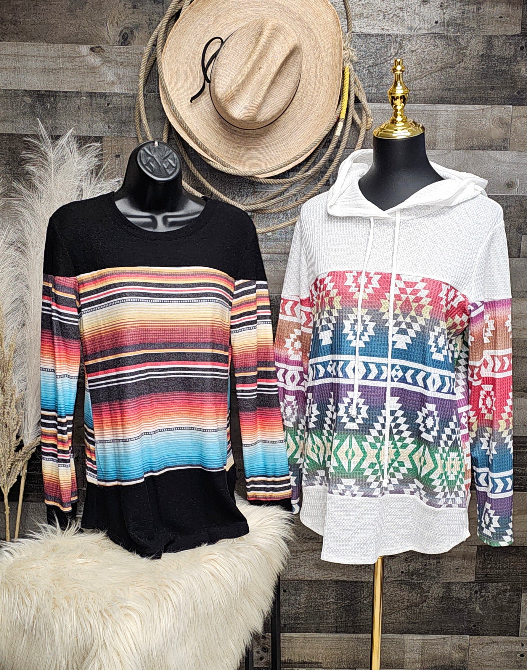 Los Alamos Serape Print Long Sleeve Top Made in America by Baha Ranch Western Wear - product image 2