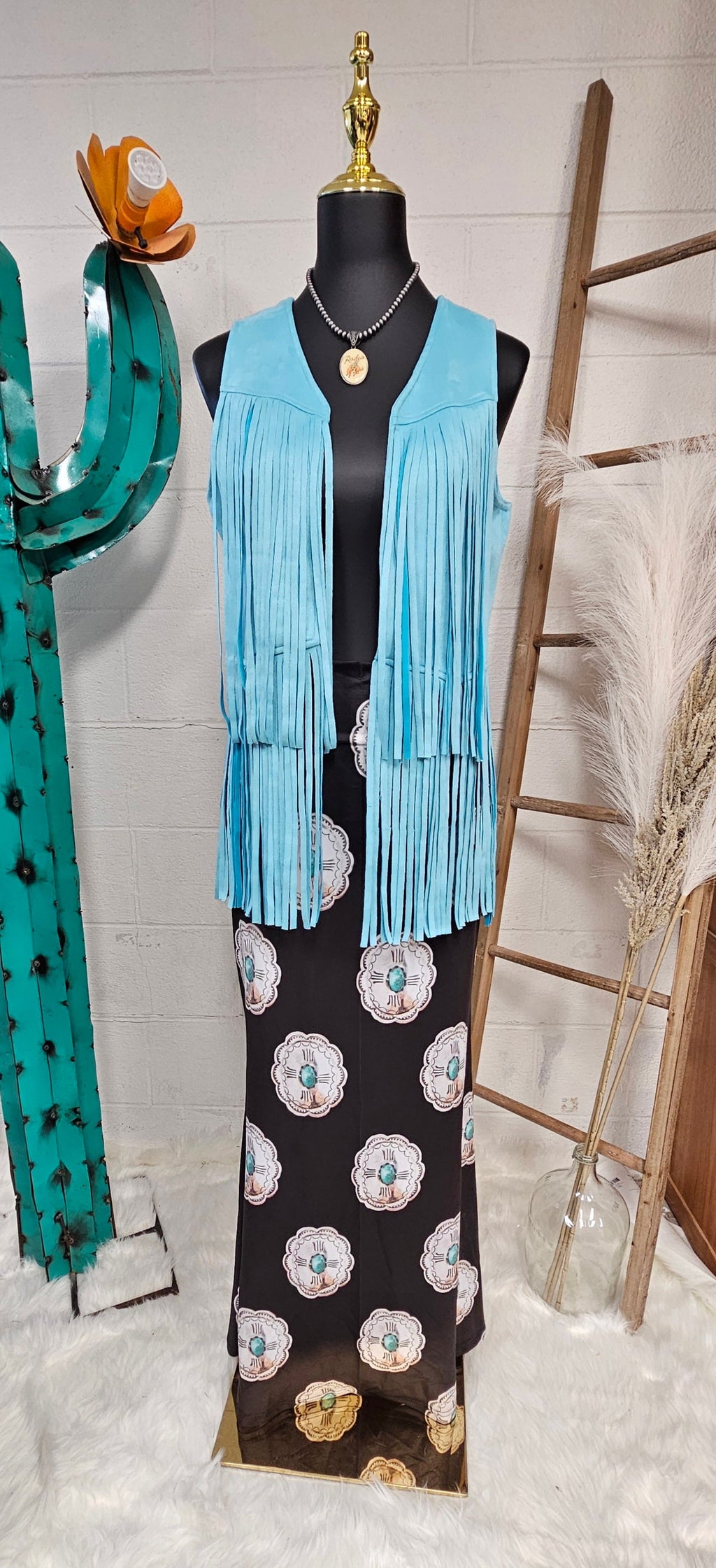 Baha Ranch Turquoise Silver Concho Maxi Skirt by Baha Ranch Western Wear - product image 2