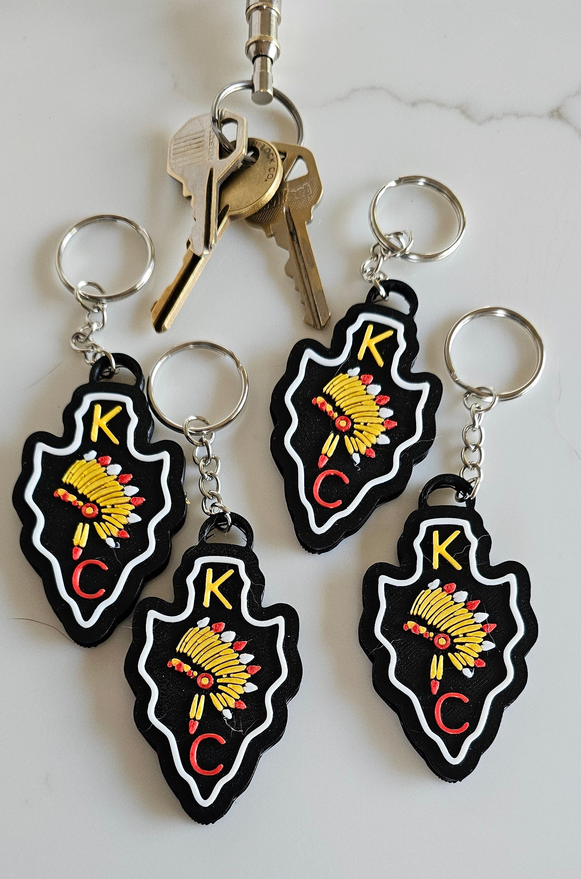 3D Print Chiefs Arrowhead Kc 15 Mahomes Kansas City 87 Kelce Football Keychain Made in America by Baha Ranch Western Wear