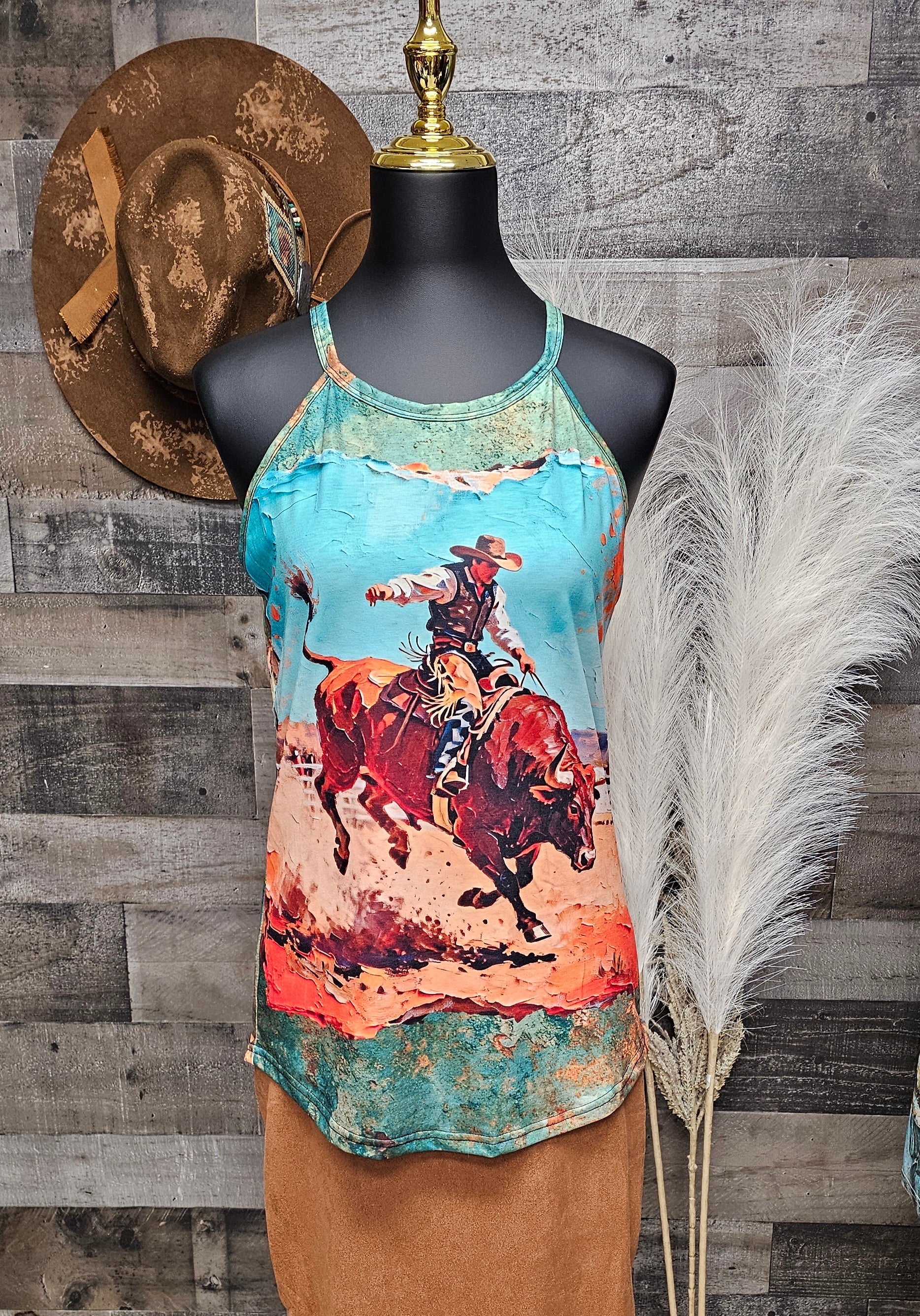 Baha Ranch Eight Second Bull Ride Rodeo Tank Top by Baha Ranch Western Wear
