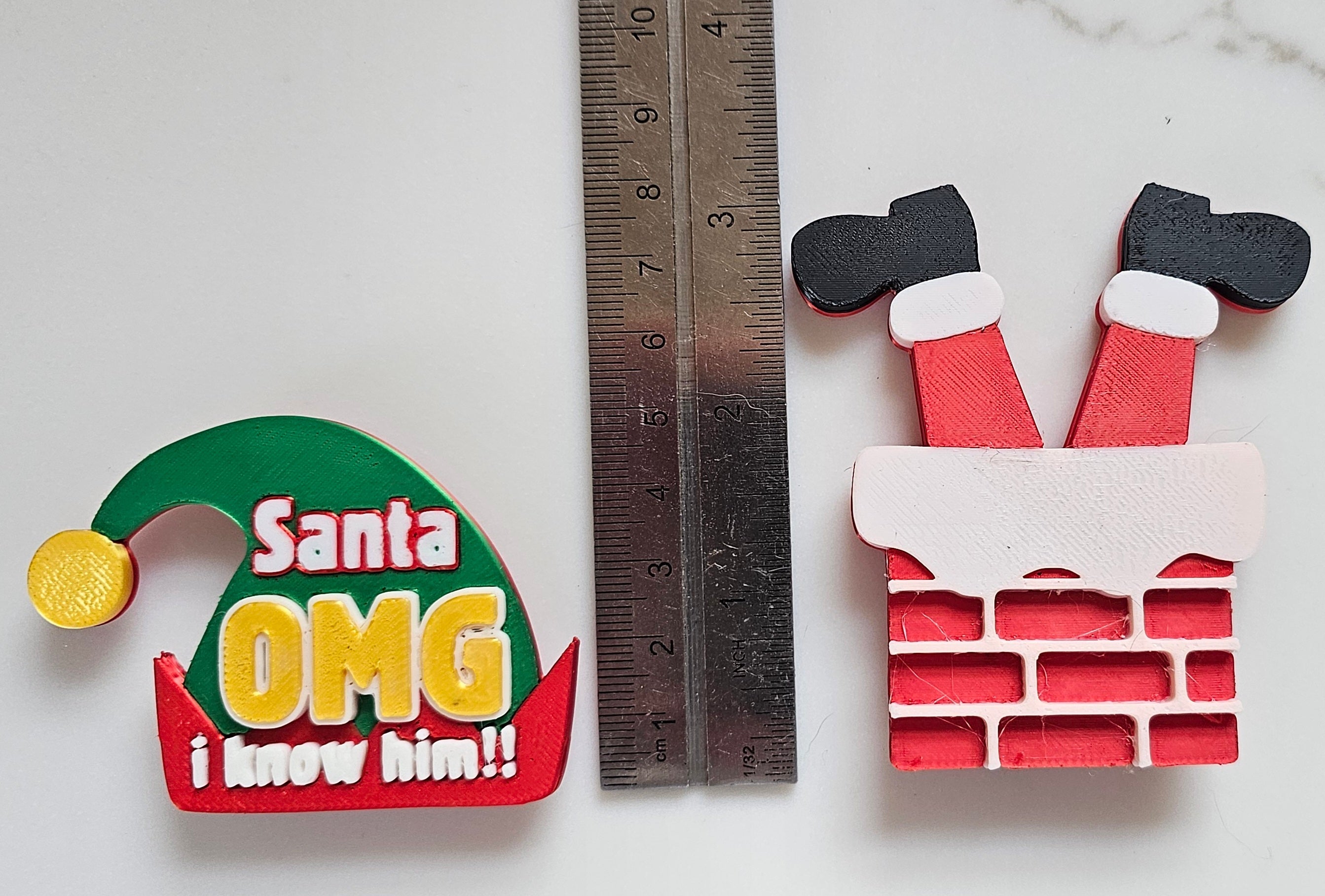 set of 2 Santa Elf I Know Him Hat Magnets Christmas Made in America Choice of Sizes by Baha Ranch Western Wear - product...