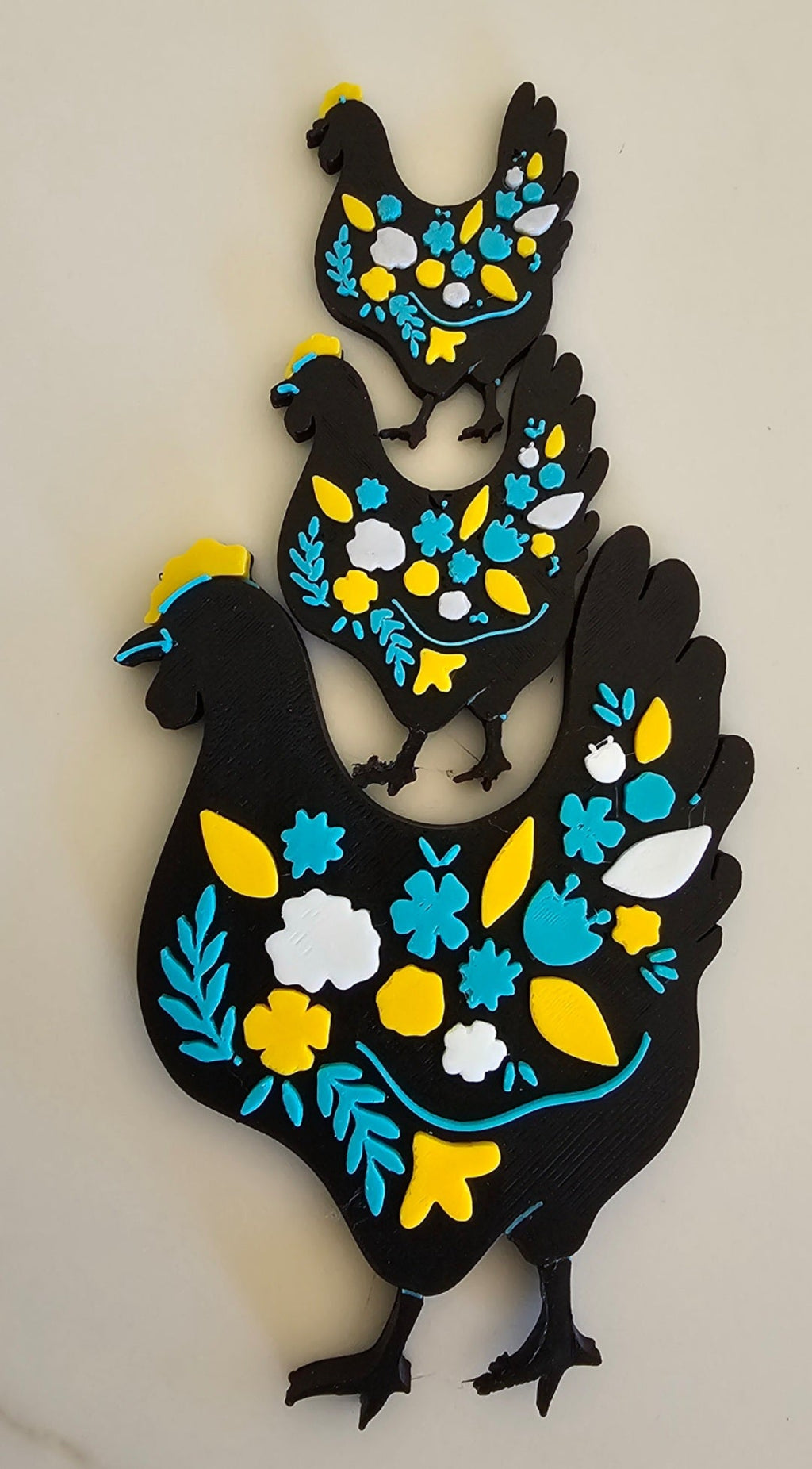 3d Talavera Chicken Floral Hat Pin or Magnet Made in America by Baha Ranch Western Wear - product image 2