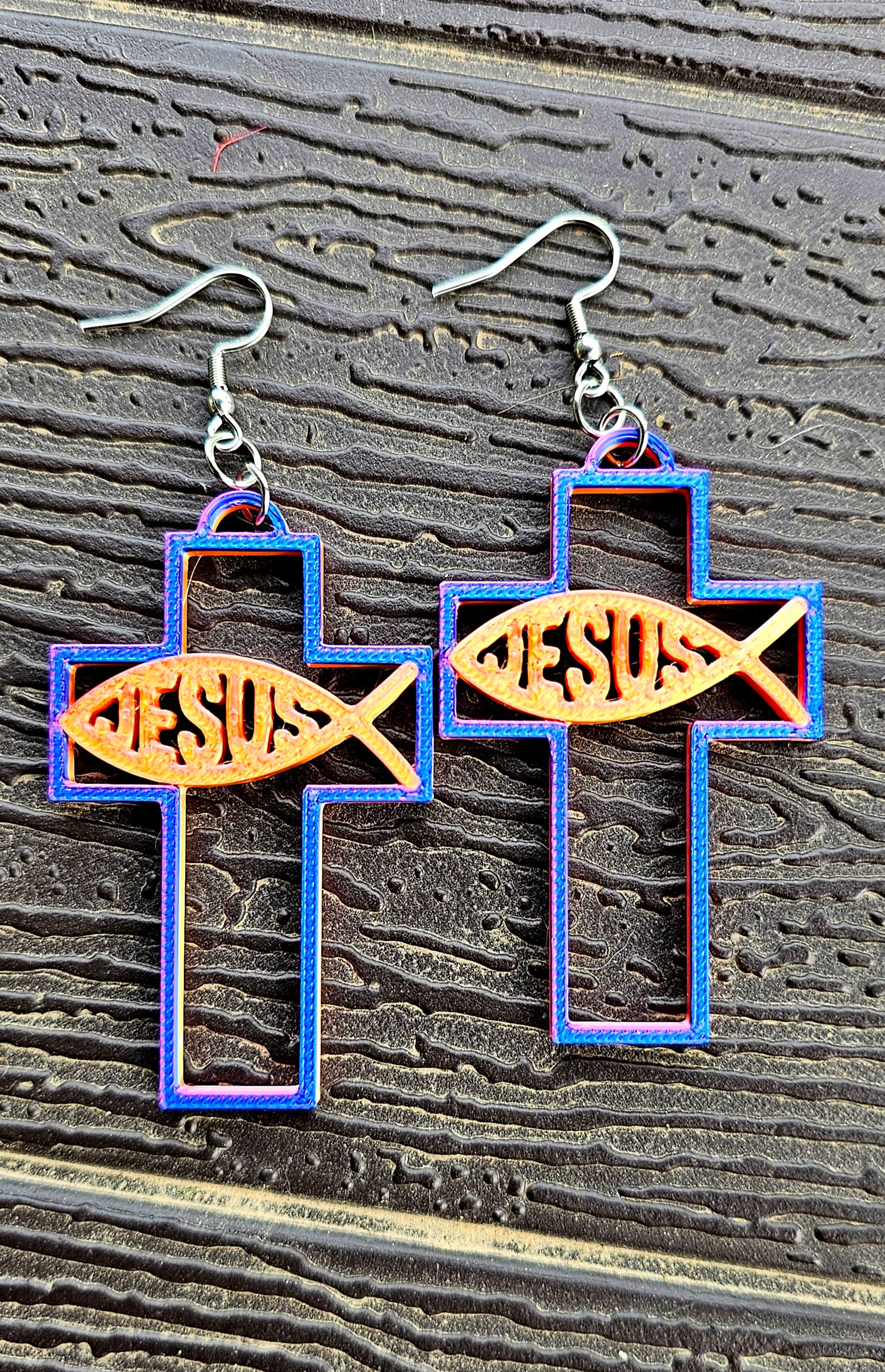 3D Print Christian Cross Faith Earrings Made in America by Baha Ranch Western Wear