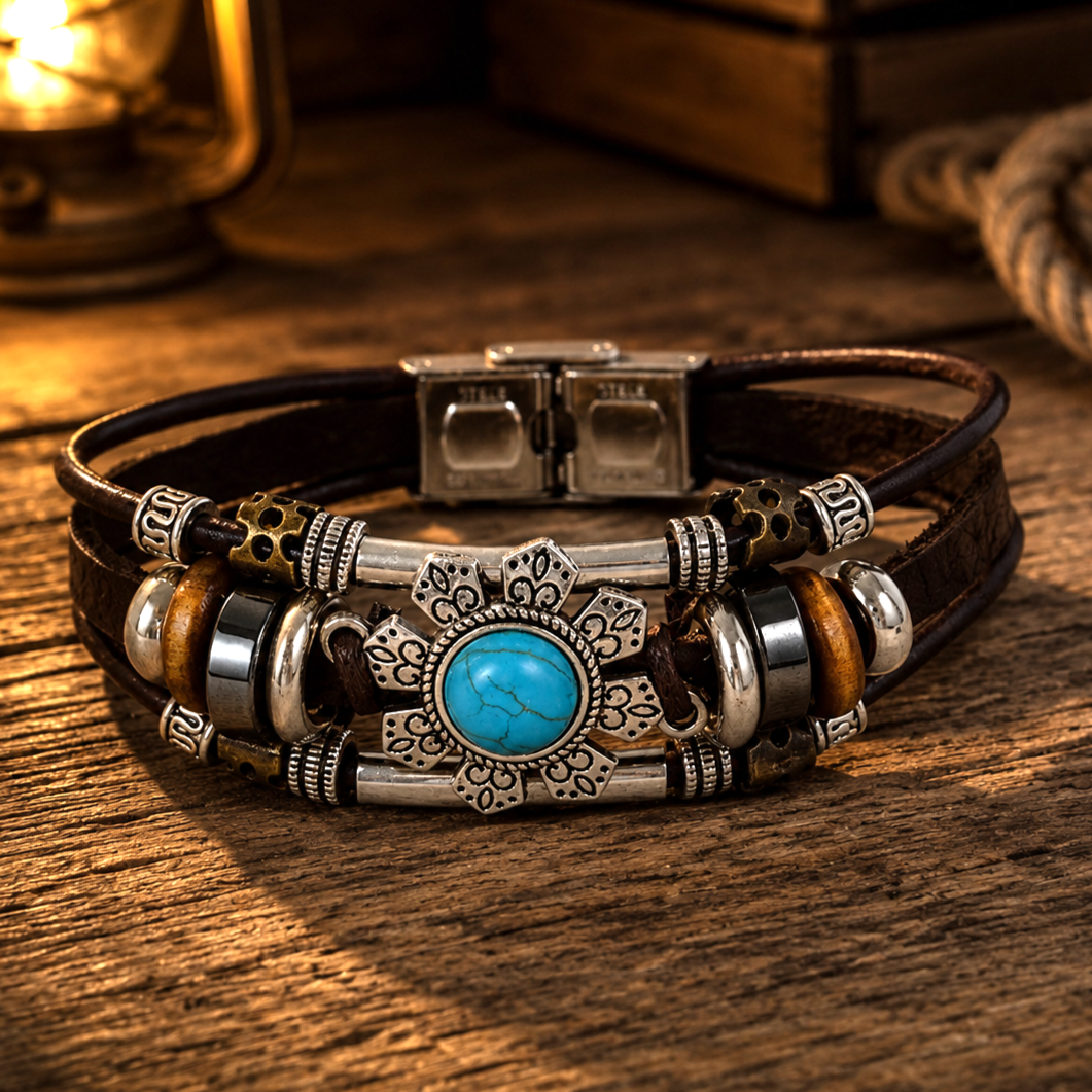 Western Flower Fashion Turquoise Bracelet