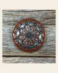 Rust Filigree and Dots Concho 1.5" W233L on a warm cream background