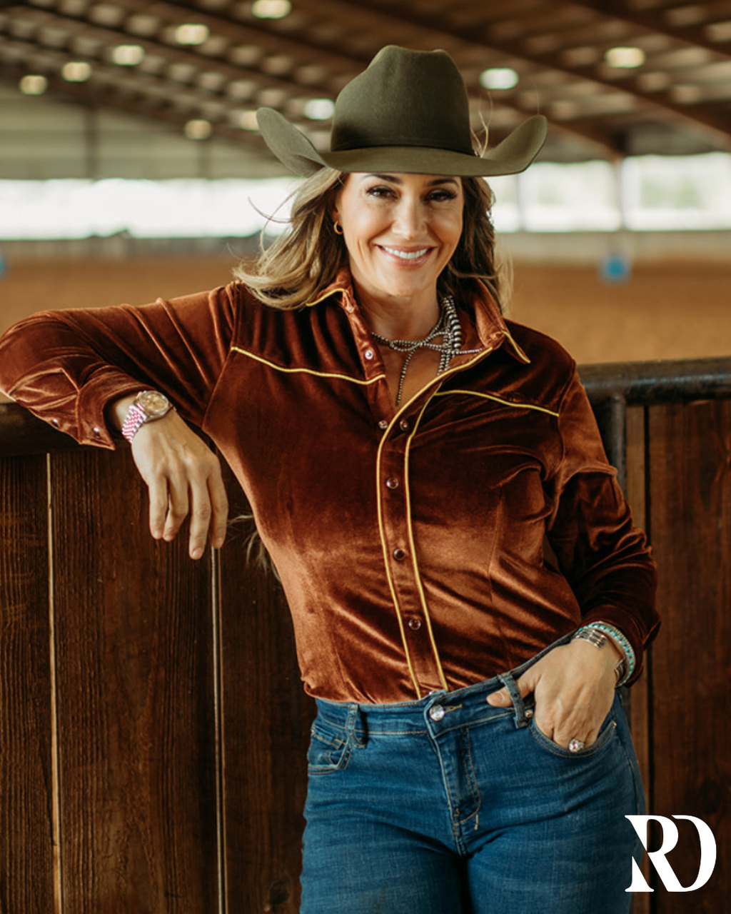 Rust Velvet Performance Rodeo Shirt
