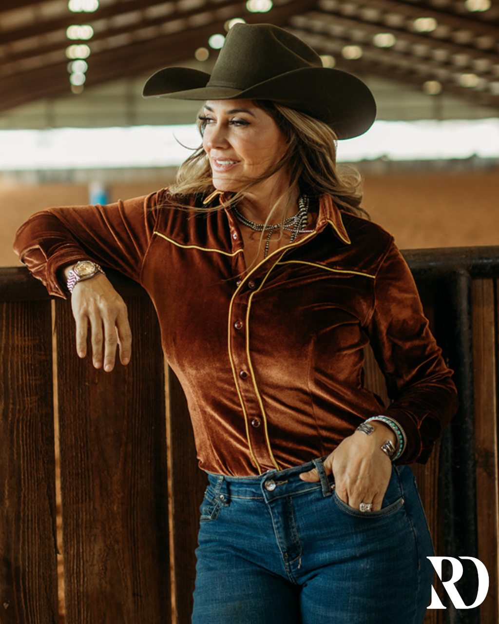 Rust Velvet Performance Rodeo Shirt — view 2