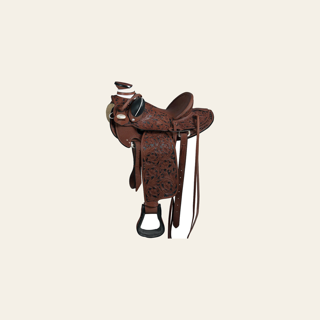 HILASON Western Horse Wade Saddle Leather Ranch Roping Dark Brown | Hand Tooled & For Horses