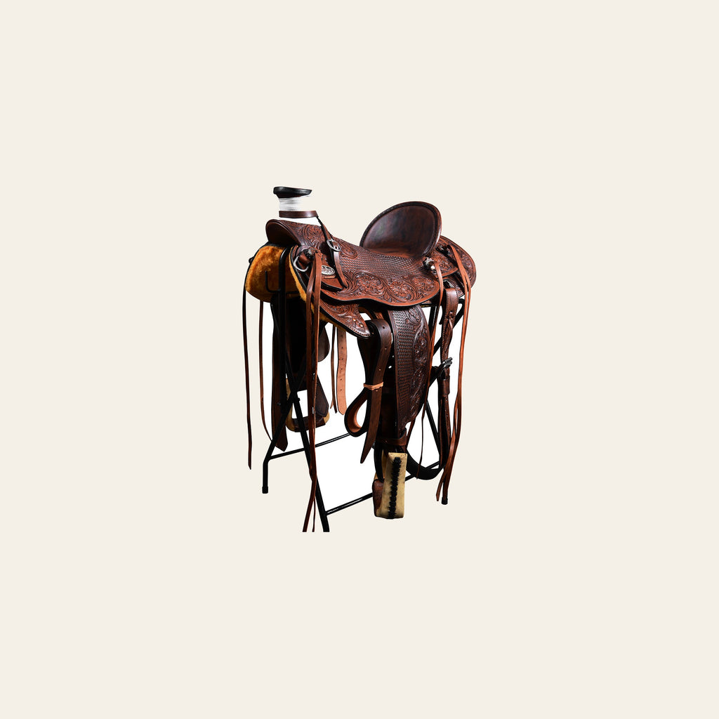 HILASON Western Horse Wade Saddle American Leather Ranch Roping Dark Brown | Hand Tooled & For Horses