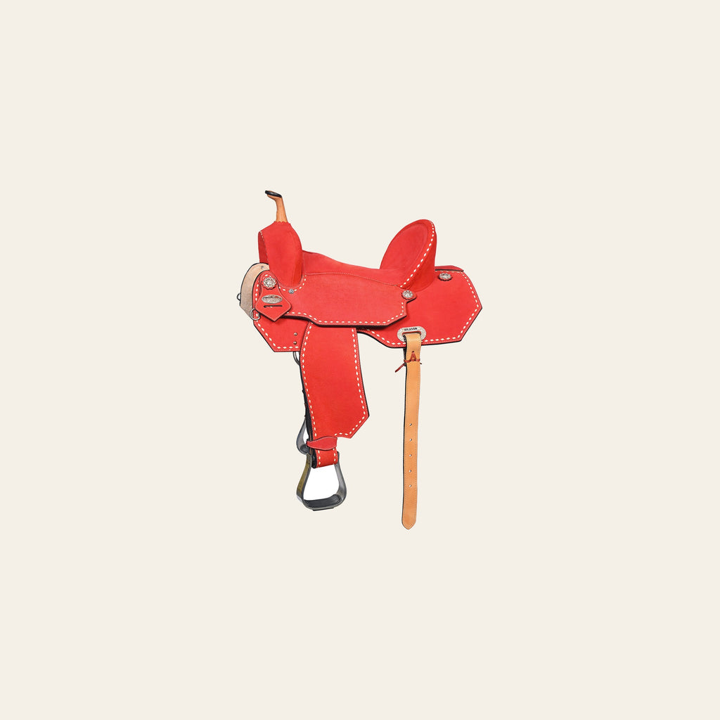 Hilason Western Horse Barrel Flex Tree Trail American Leather Saddle Red