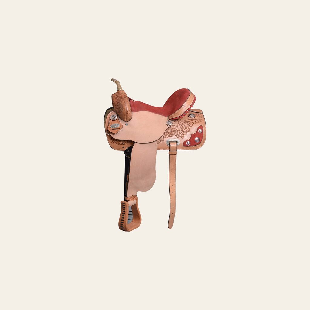 HILASON 15 In Western Horse American Leather Barrel Racing Flex Tree Trail Saddle | for Horses
