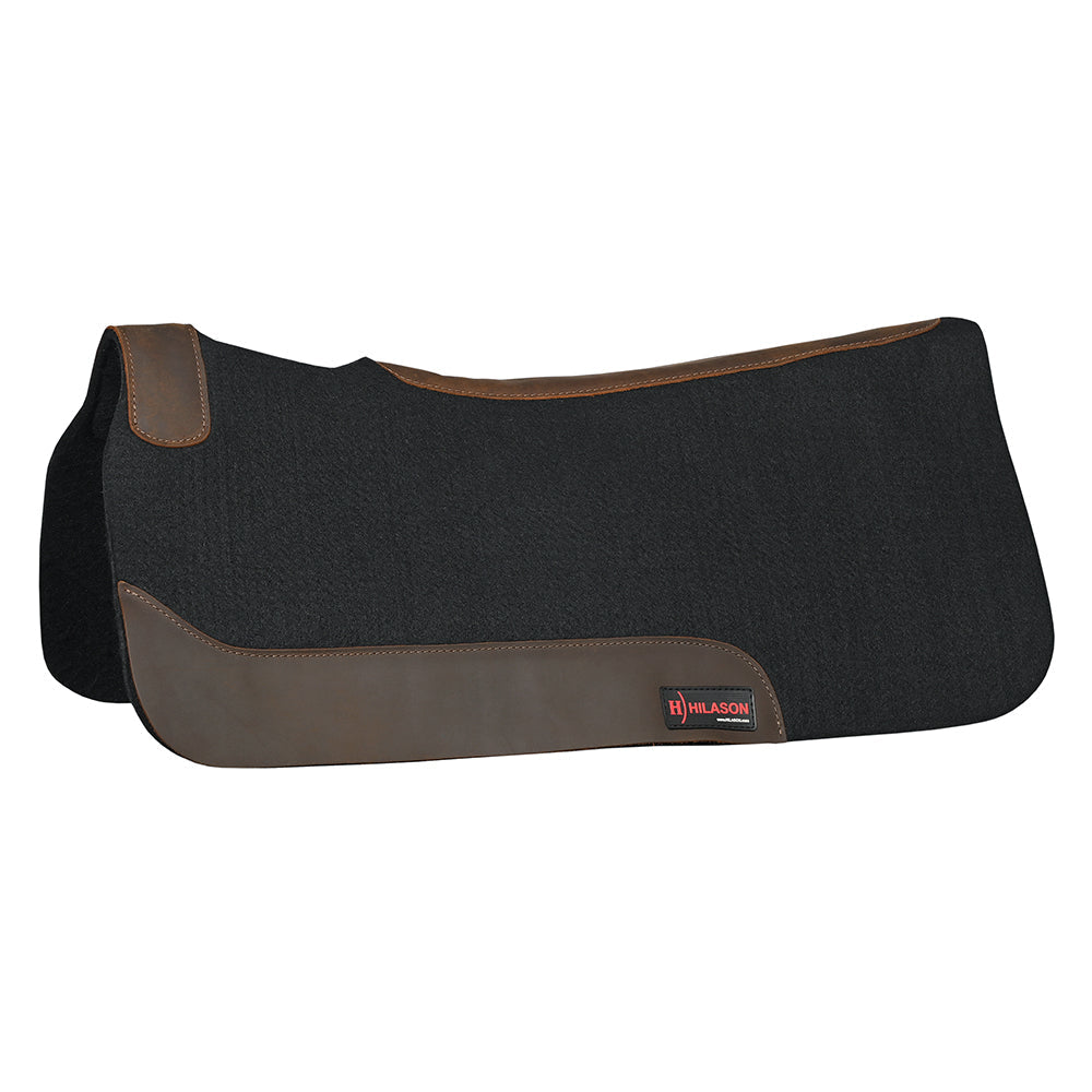HILASON Western Wool Felt Horse Saddle Pad W/ Distressed Wear Leather | for Horses
