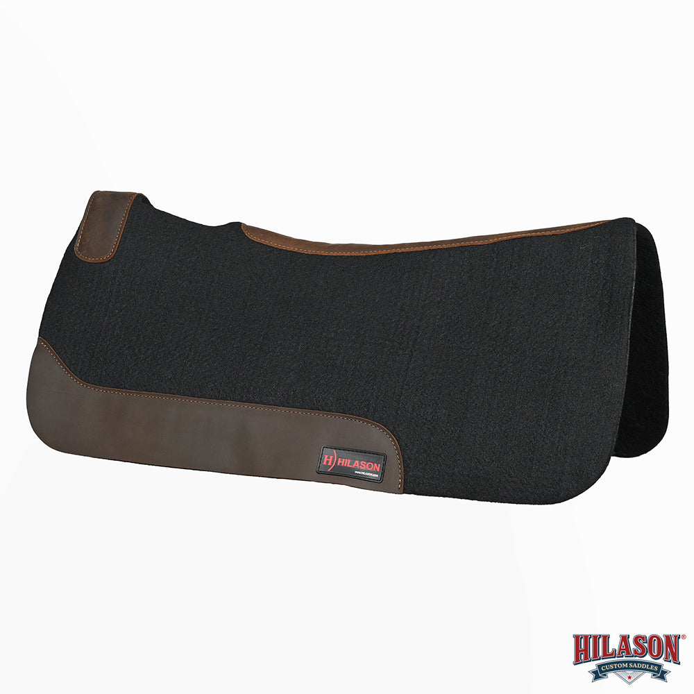 HILASON Western Wool Felt Horse Saddle Pad W/ Distressed Wear Leather | for Horses