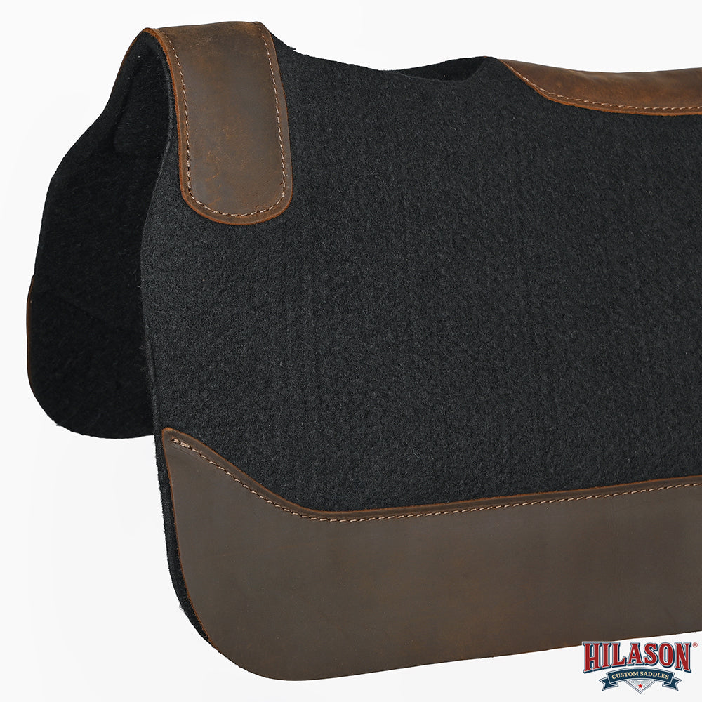 HILASON Western Wool Felt Horse Saddle Pad W/ Distressed Wear Leather | for Horses