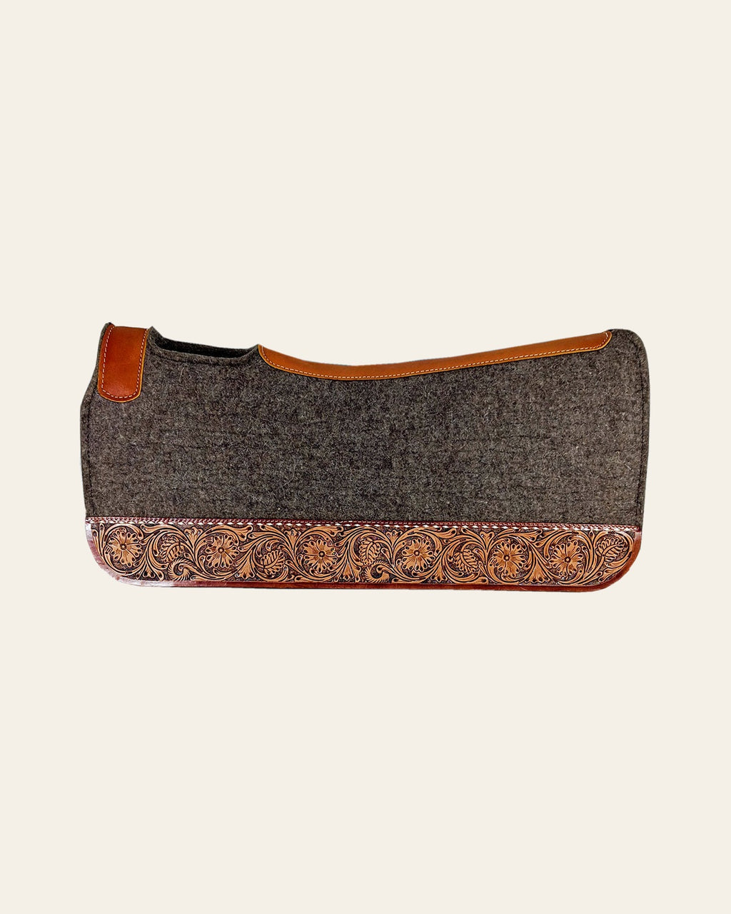HILASON Western Wool Felt Horse Saddle Pad W/ Distressed Wear Leather | for Horses