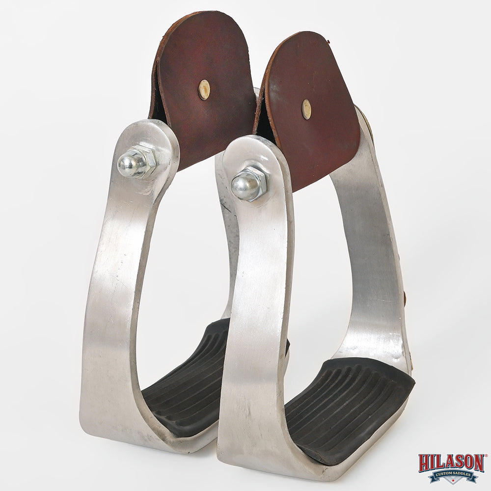 HILASON Western Saddle Stirrup Stirrups Pair Engraved Brass Copper Overlays Turquoise Inlay Rubber Tread Aluminum Pair